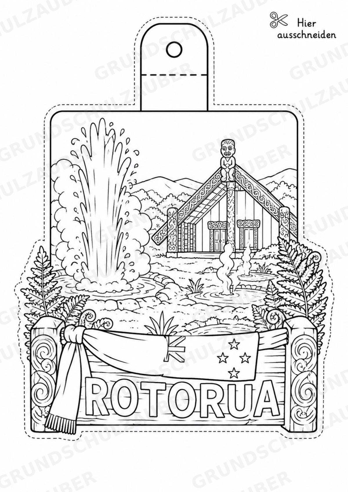 Neuseeland – Fensterdeko – Basteln – Ausmalbild – Ausschneiden – 15 Vorlagen – Materialseite 6