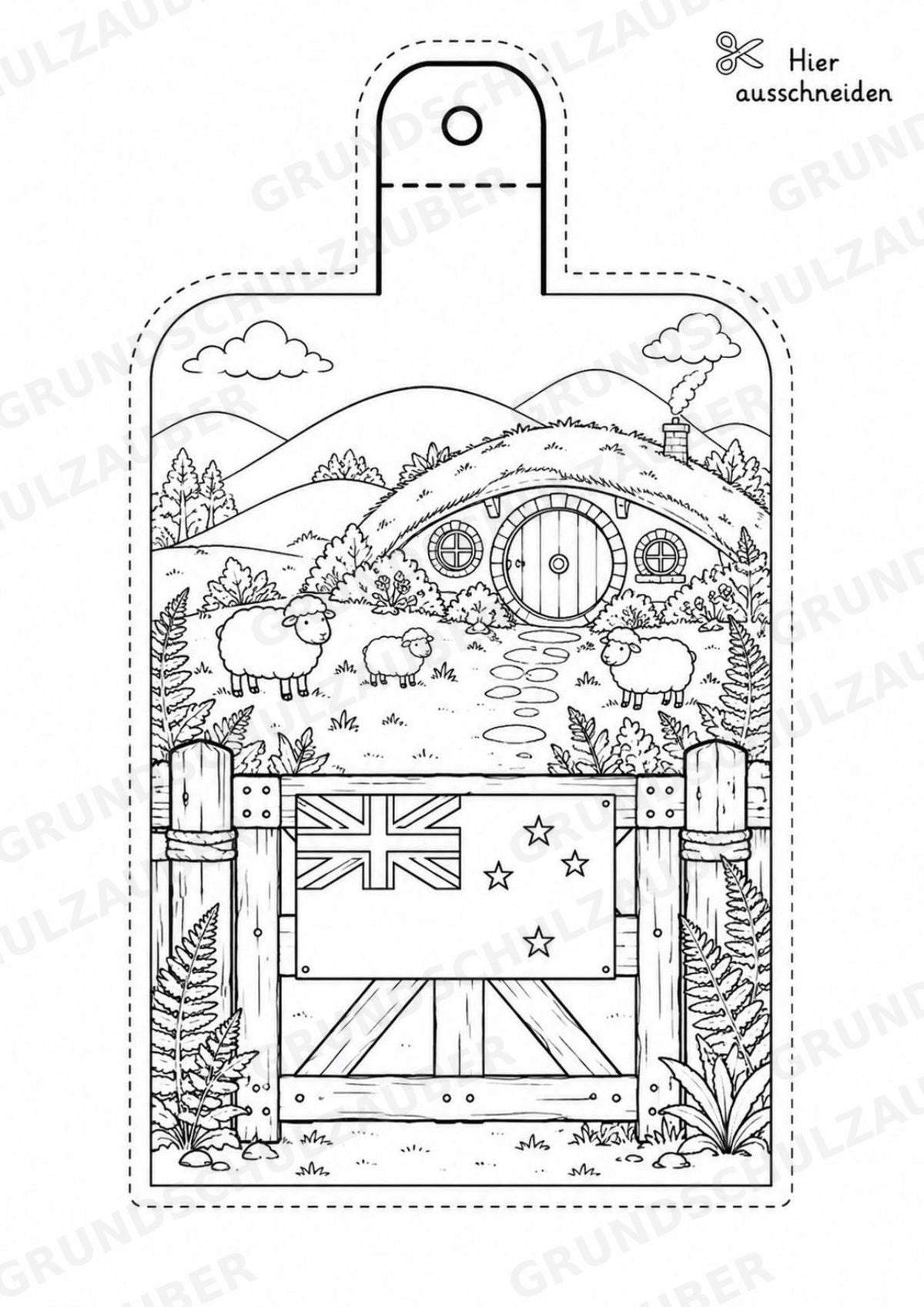 Neuseeland – Fensterdeko – Basteln – Ausmalbild – Ausschneiden – 15 Vorlagen – Materialseite 7