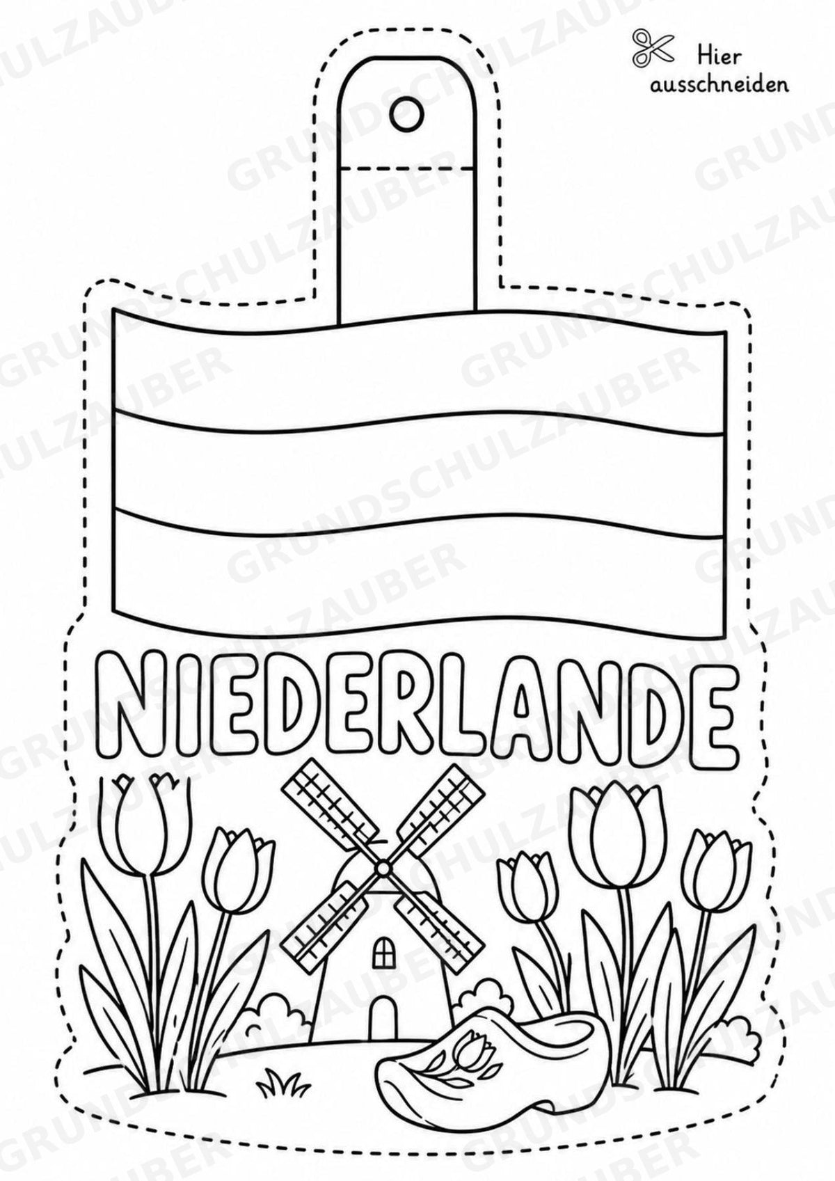 Niederlande – Fensterdeko – Basteln – Ausmalbild – Ausschneiden – 15 Vorlagen – Materialseite 2