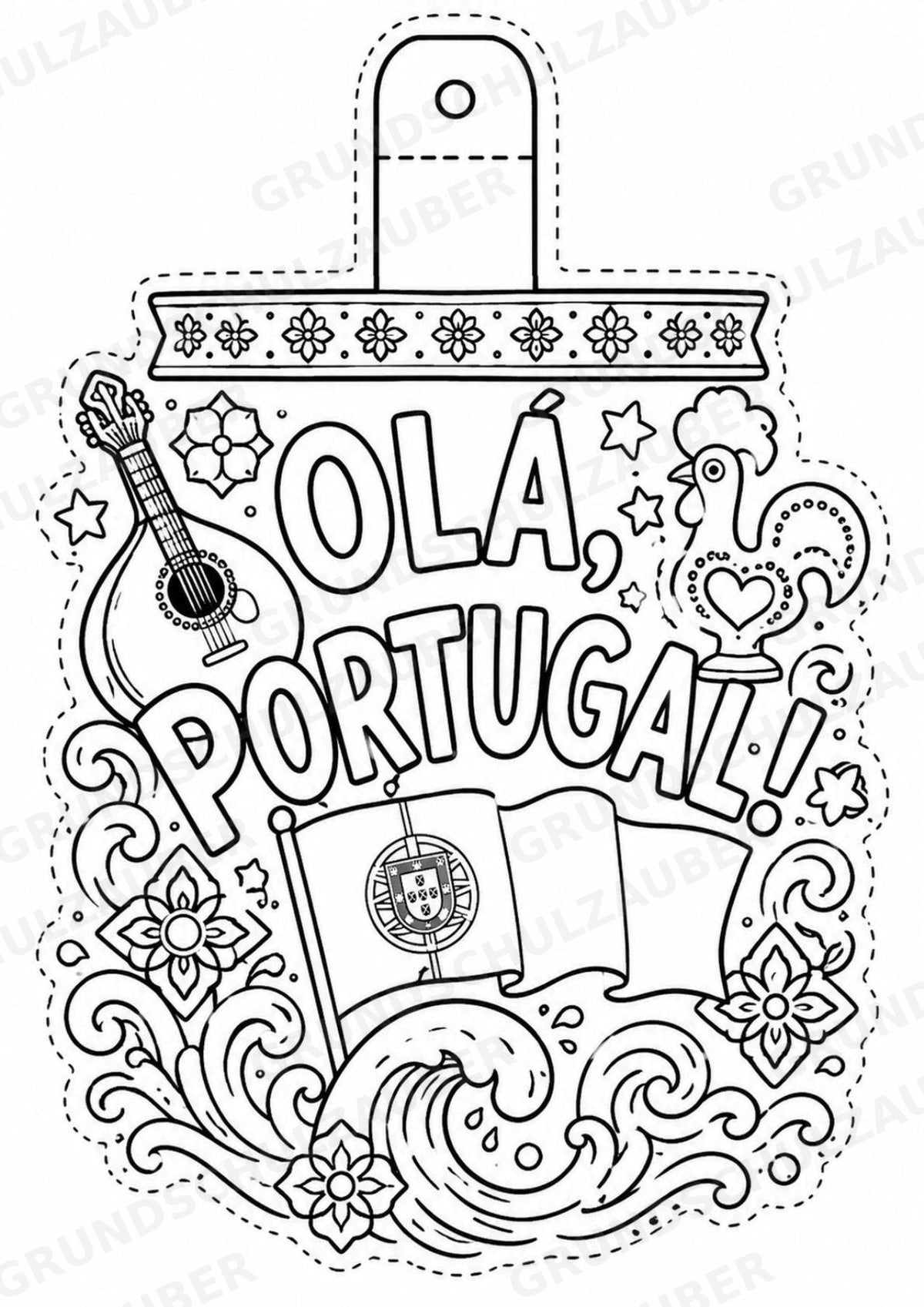 Portugal – Fensterdeko – Basteln – Ausmalbild – Ausschneiden – 15 Vorlagen – Materialseite 16