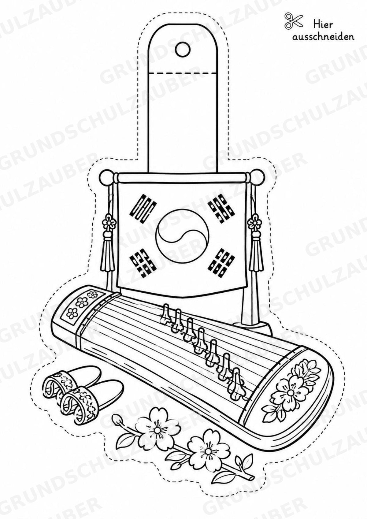 Südkorea – Fensterdeko – Basteln – Ausmalbild – Ausschneiden – 15 Vorlagen – Materialseite 9