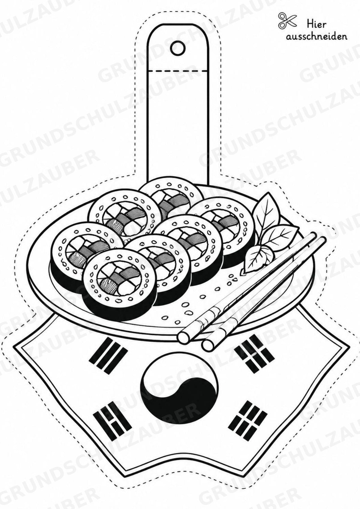 Südkorea – Fensterdeko – Basteln – Ausmalbild – Ausschneiden – 15 Vorlagen – Materialseite 13