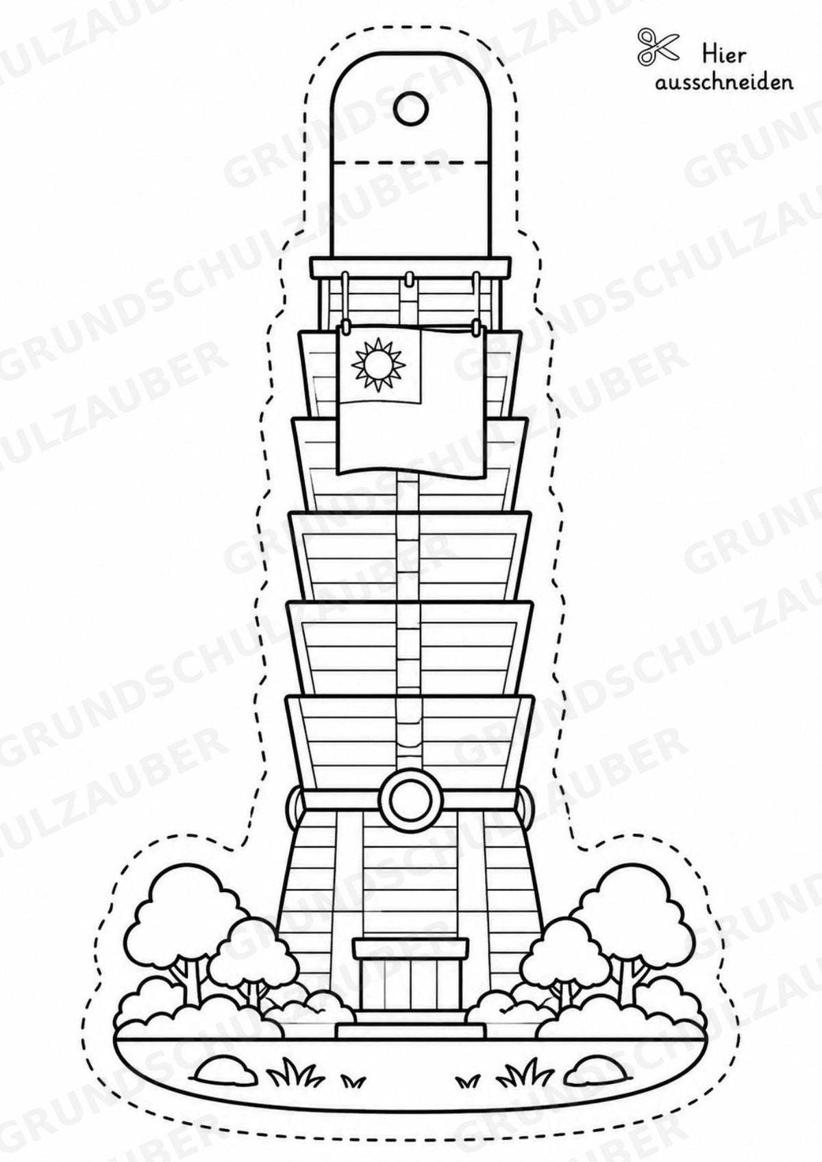 Taiwan – Fensterdeko – Basteln – Ausmalbild – Ausschneiden – 15 Vorlagen – Materialseite 3