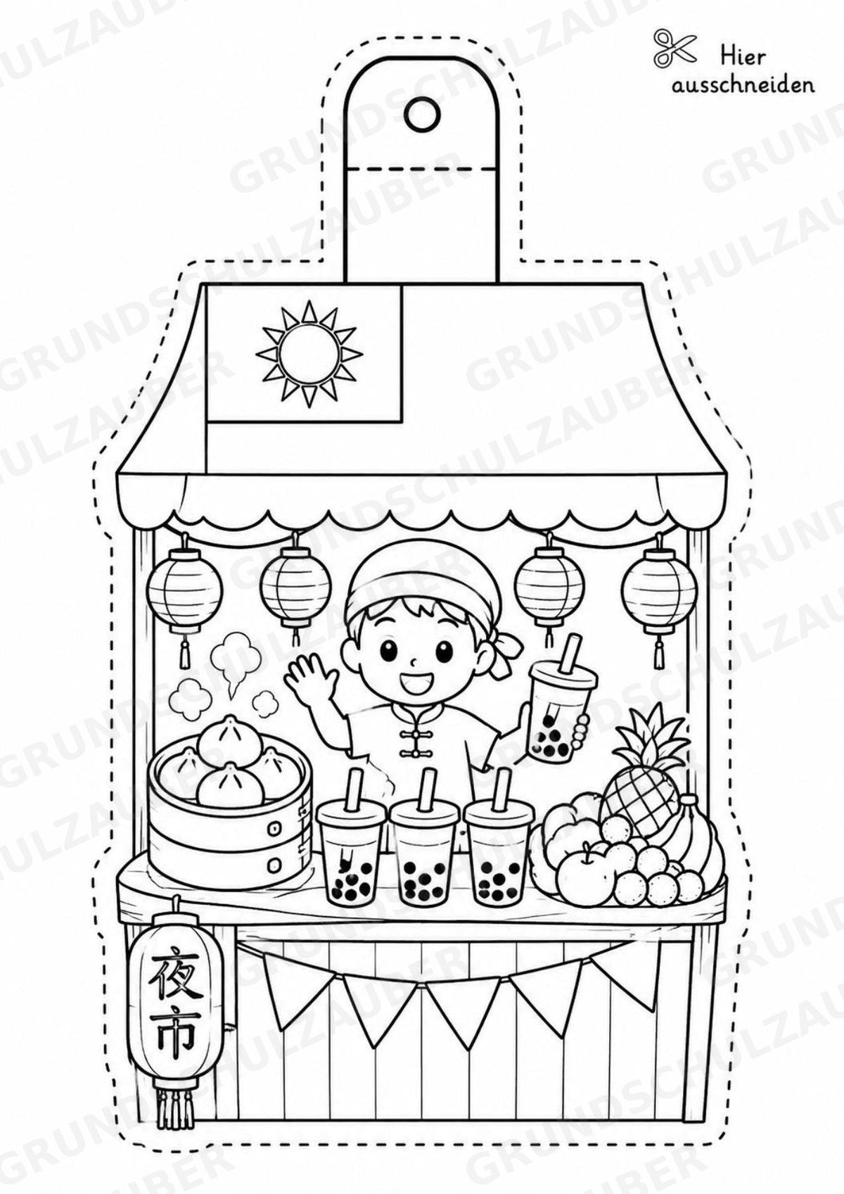 Taiwan – Fensterdeko – Basteln – Ausmalbild – Ausschneiden – 15 Vorlagen – Materialseite 6