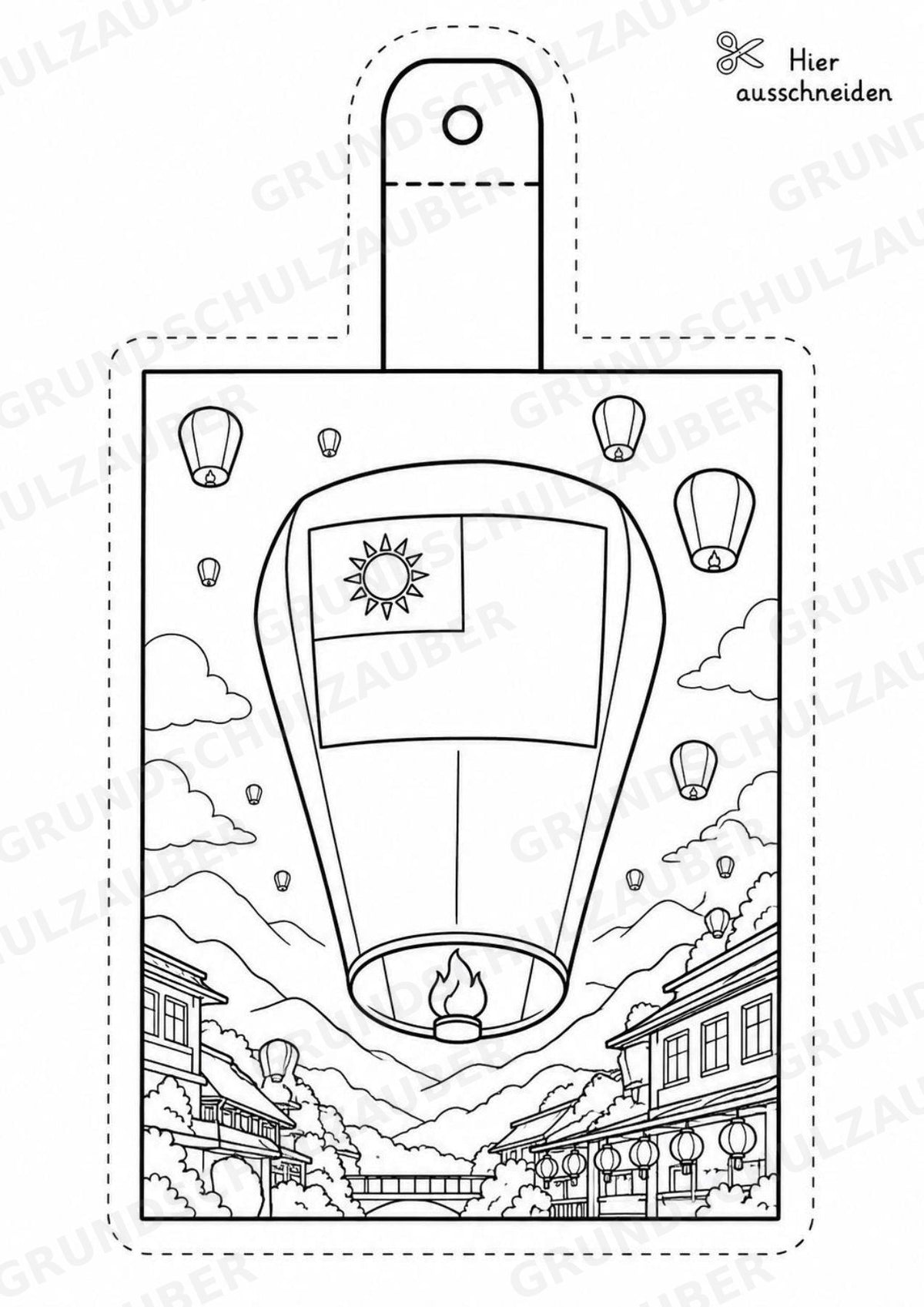 Taiwan – Fensterdeko – Basteln – Ausmalbild – Ausschneiden – 15 Vorlagen – Materialseite 8