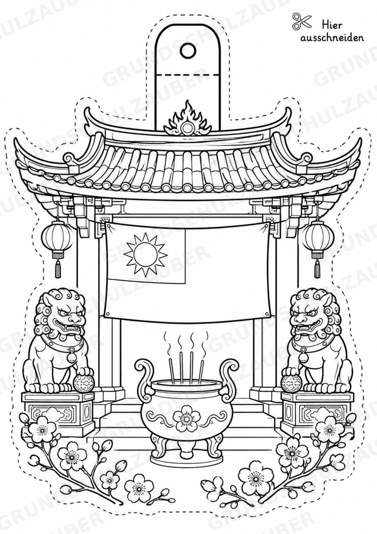 Taiwan – Fensterdeko – Basteln – Ausmalbild – Ausschneiden – 15 Vorlagen – Materialseite 11