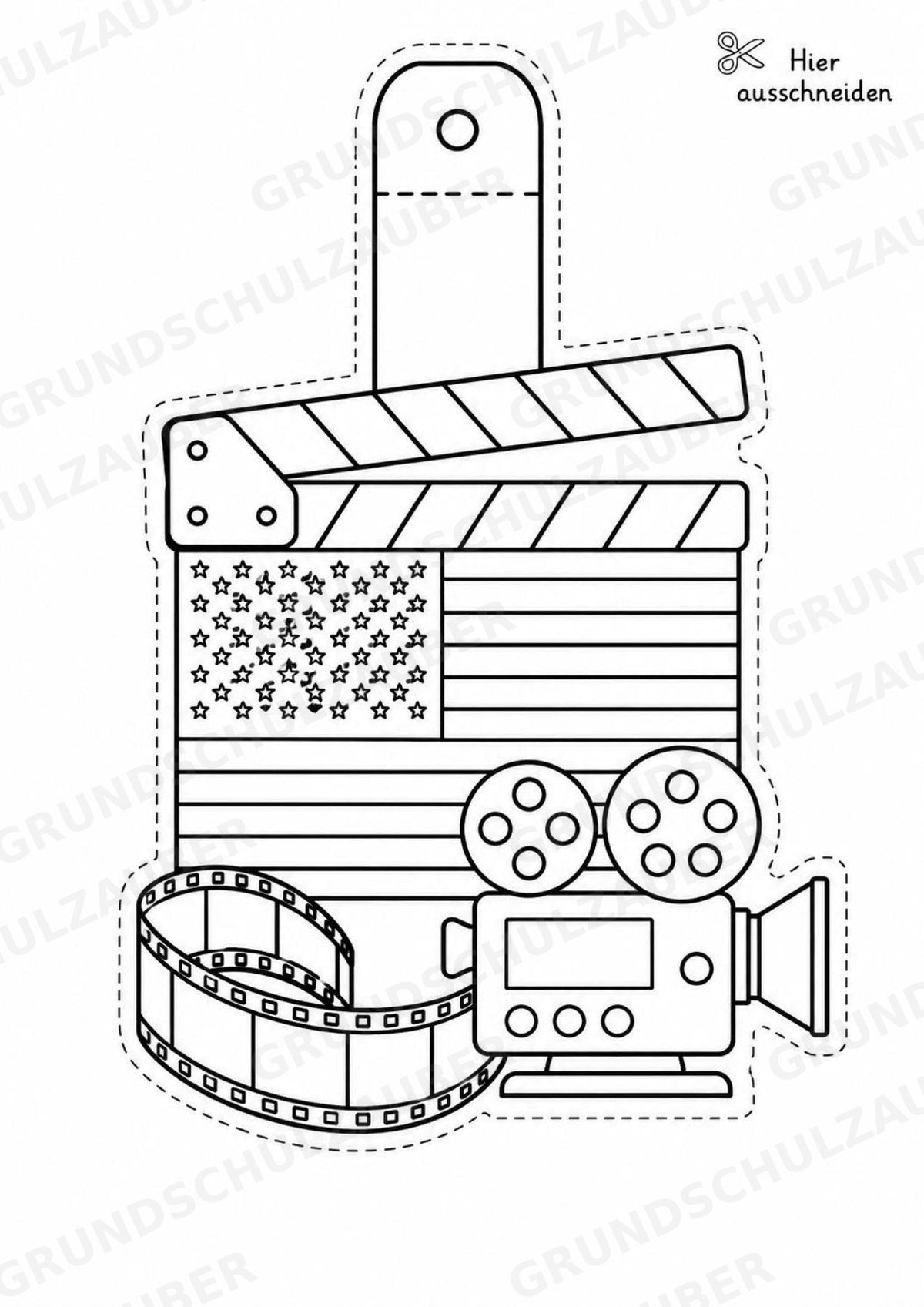 USA – Fensterdeko – Basteln – Ausmalbild – Ausschneiden – 15 Vorlagen – Materialseite 14