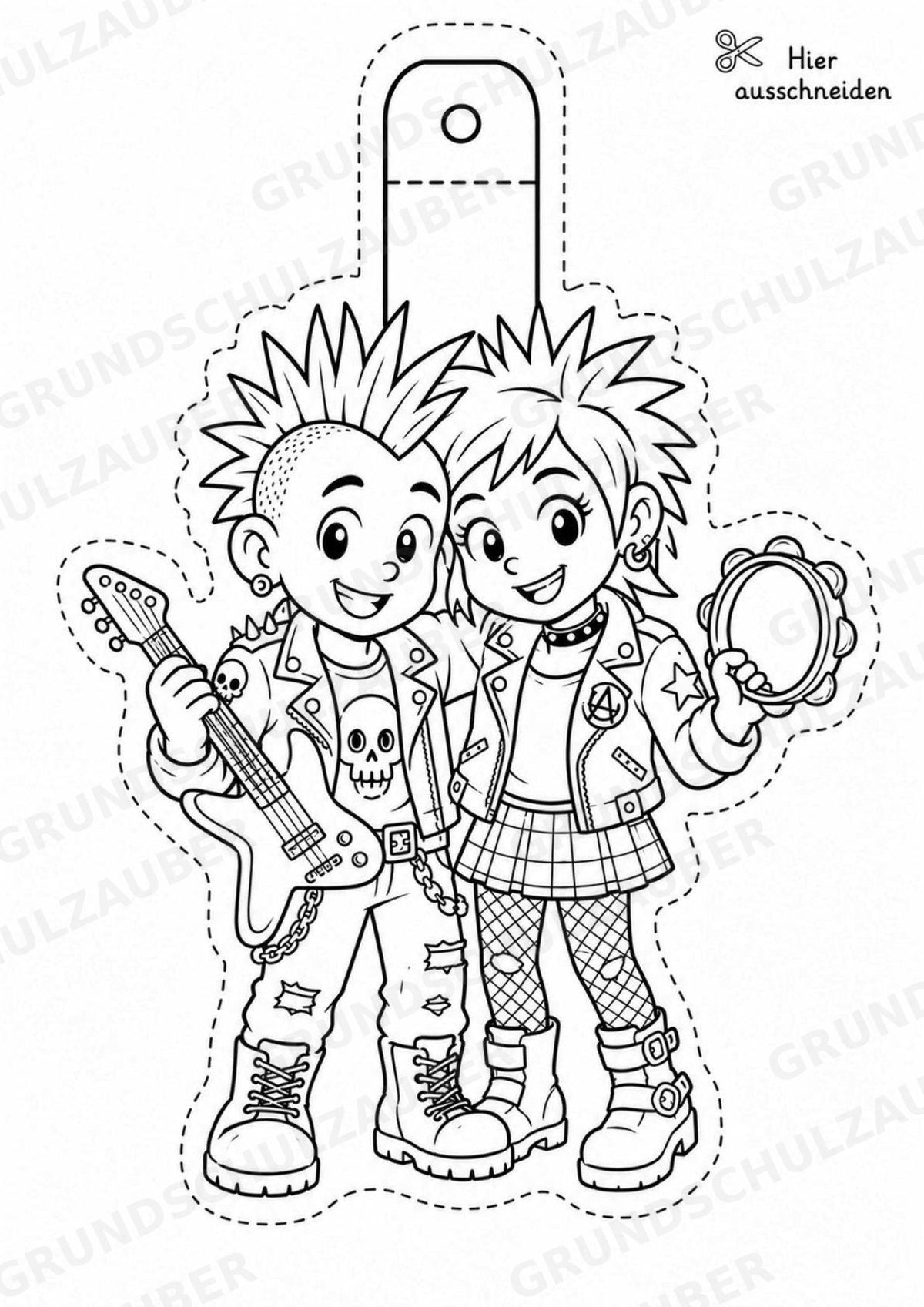 Punk – Fensterdeko – Basteln – Ausmalbild – Ausschneiden – 15 Vorlagen – Materialseite 15