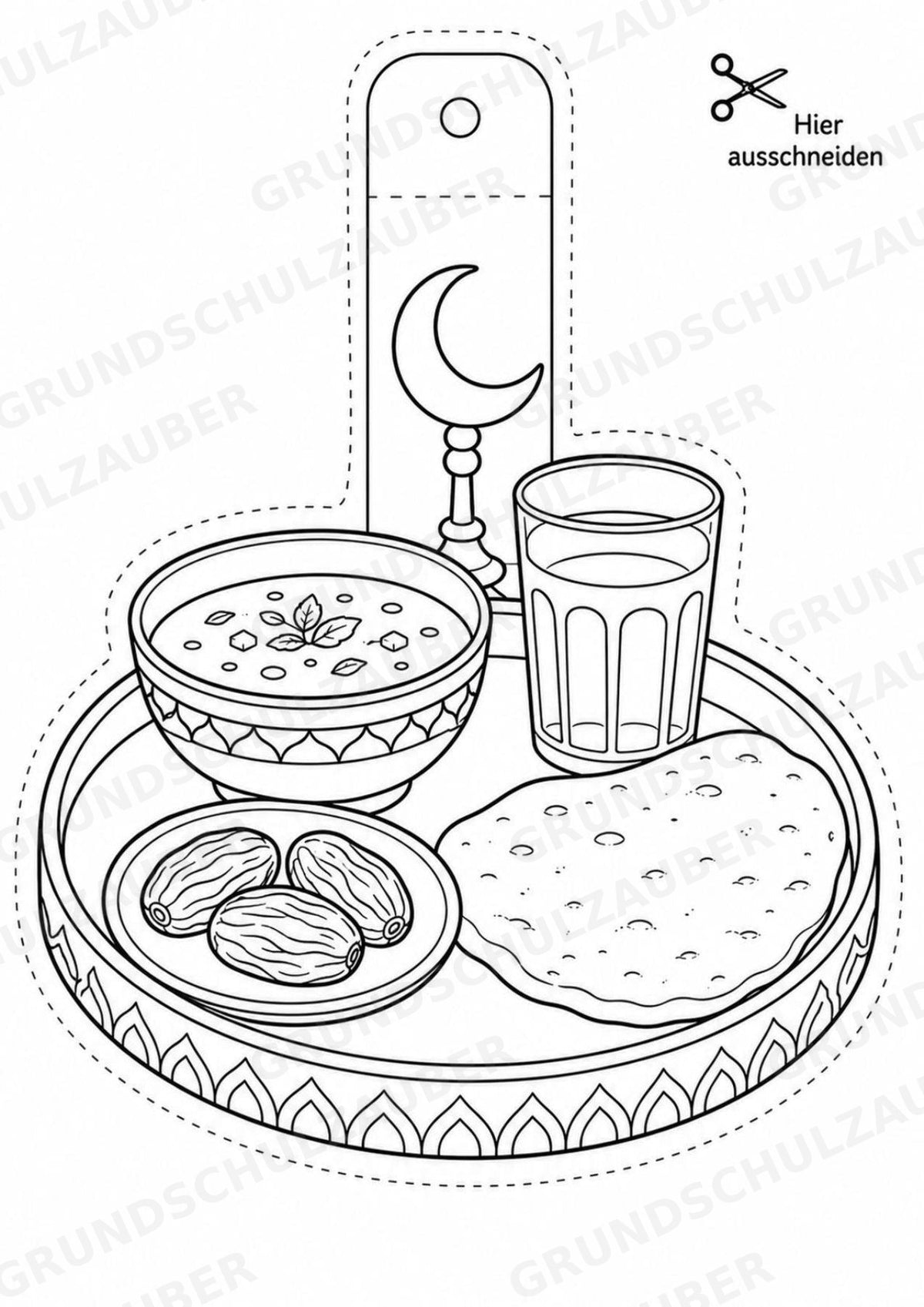 Ramadan – Fensterdeko – Basteln – Ausmalbild – Ausschneiden – 15 Vorlagen – Materialseite 8