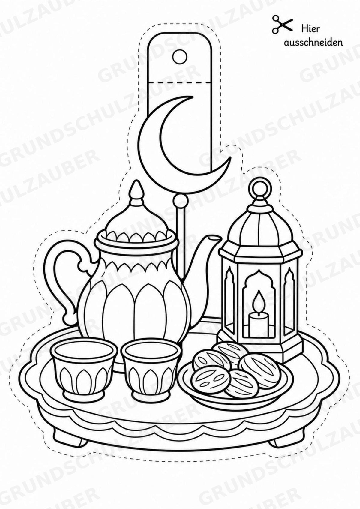 Ramadan – Fensterdeko – Basteln – Ausmalbild – Ausschneiden – 15 Vorlagen – Materialseite 16