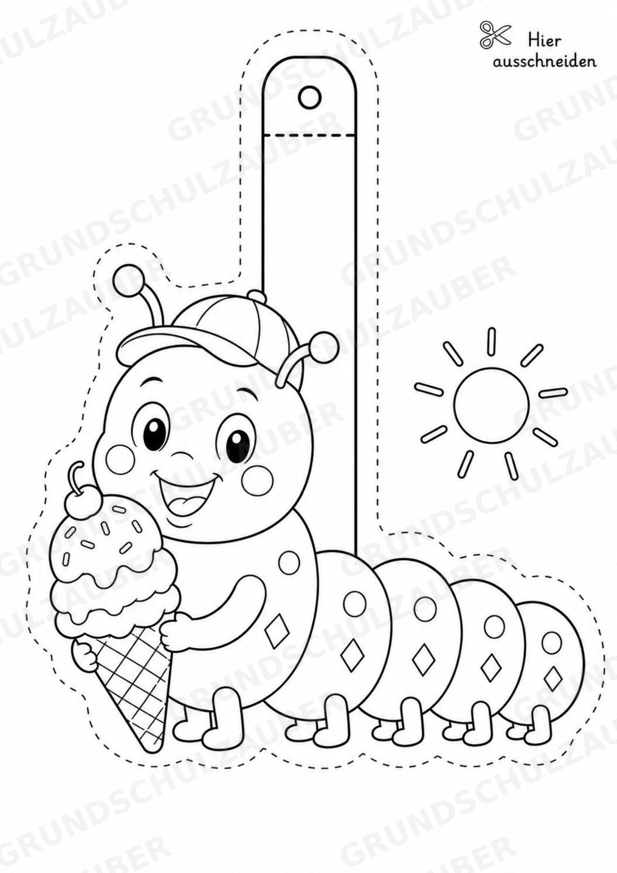 Raupe – Fensterdeko – Basteln – Ausmalbild – Ausschneiden – 15 Vorlagen – Materialseite 15