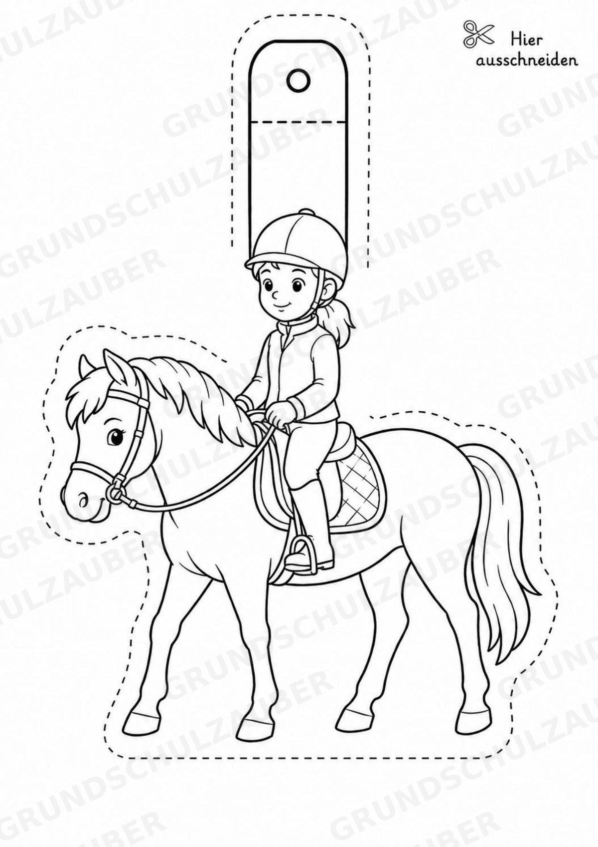 Reiten – Fensterdeko – Basteln – Ausmalbild – Ausschneiden – 15 Vorlagen – Materialseite 7
