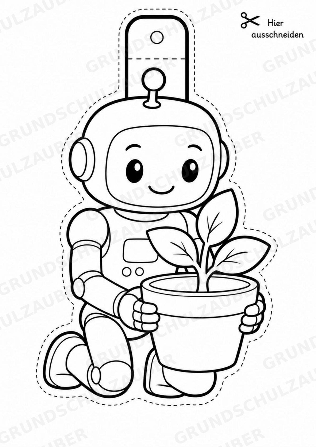 Roboter – Fensterdeko – Basteln – Ausmalbild – Ausschneiden – 15 Vorlagen – Materialseite 7