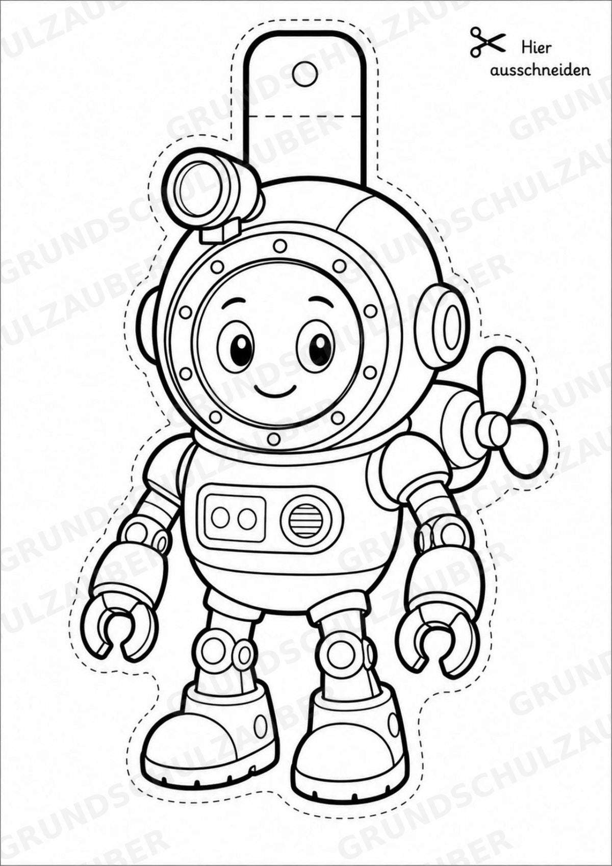 Roboter – Fensterdeko – Basteln – Ausmalbild – Ausschneiden – 15 Vorlagen – Materialseite 14