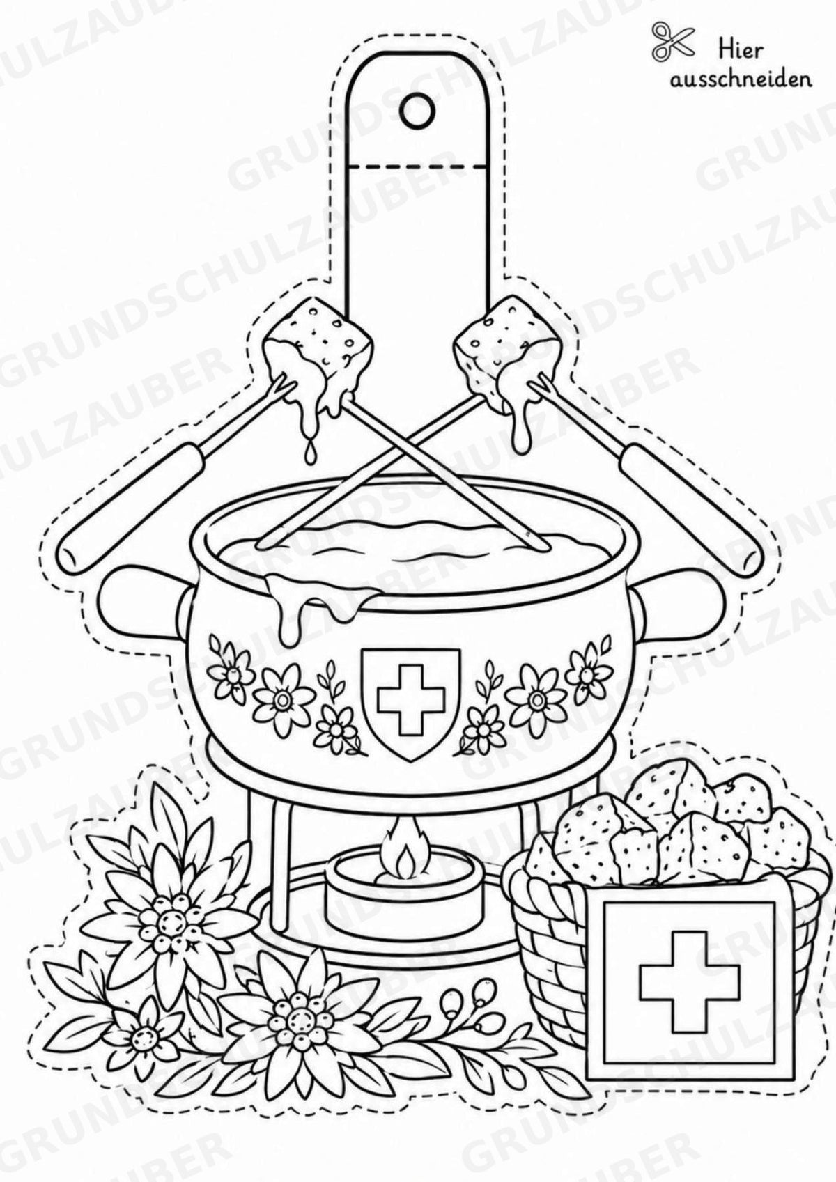 Schweiz – Fensterdeko – Basteln – Ausmalbild – Ausschneiden – 15 Vorlagen – Materialseite 7