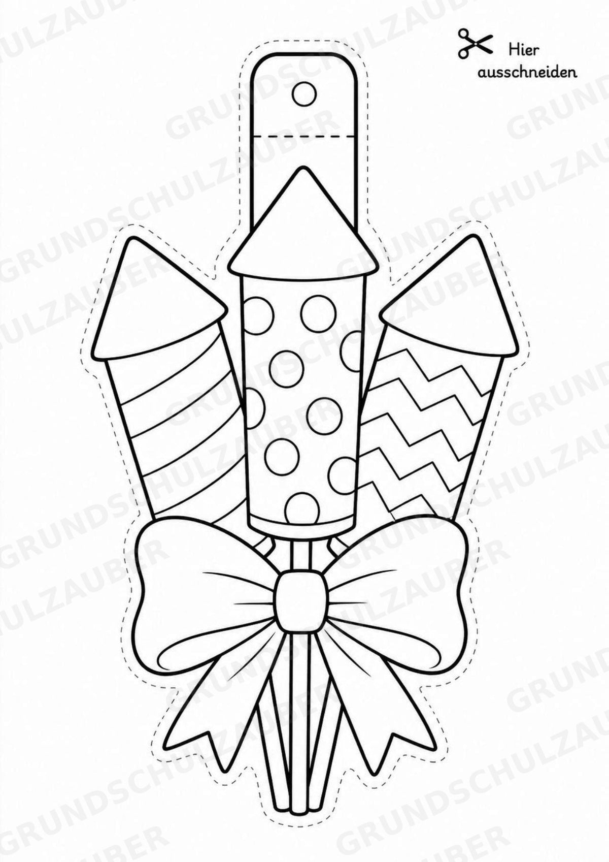 Silvester – Fensterdeko – Basteln – Ausmalbild – Ausschneiden – 15 Vorlagen – Materialseite 3
