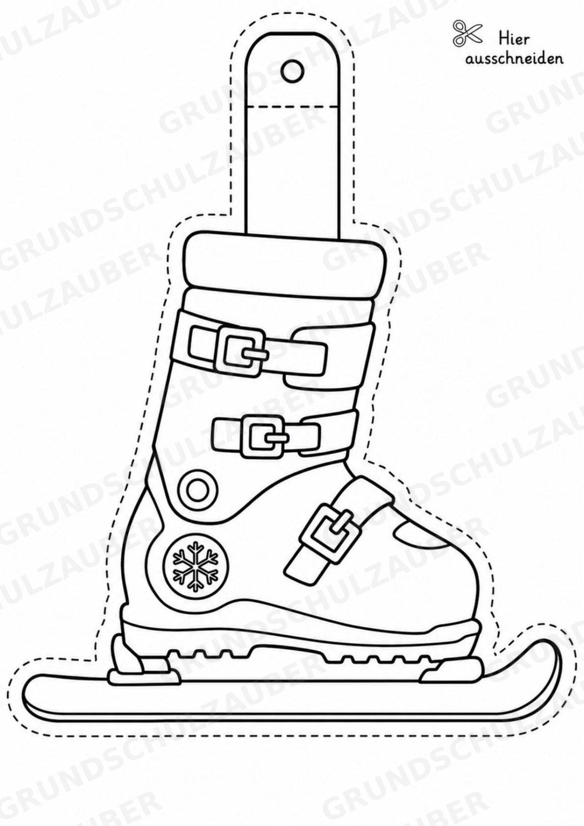 Skifahren – Fensterdeko – Basteln – Ausmalbild – Ausschneiden – 15 Vorlagen – Materialseite 5