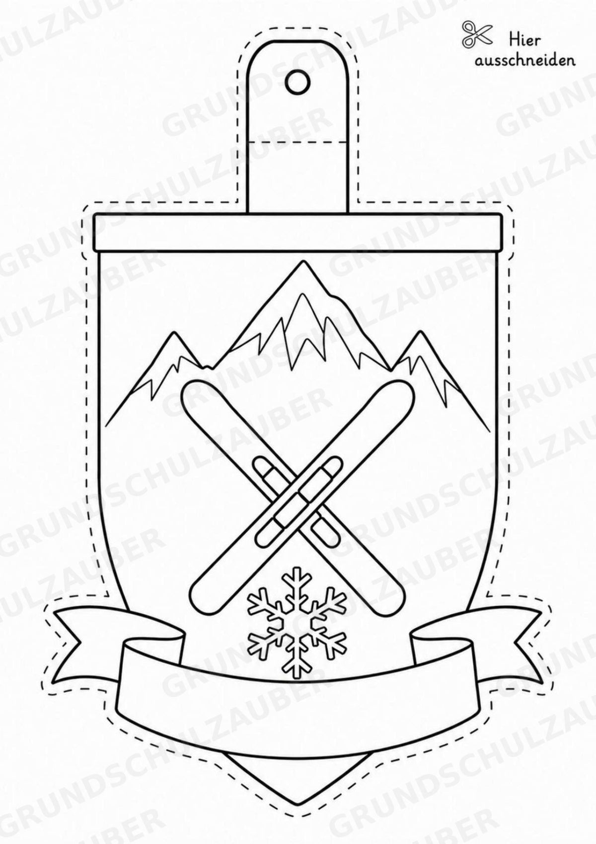 Skifahren – Fensterdeko – Basteln – Ausmalbild – Ausschneiden – 15 Vorlagen – Materialseite 8