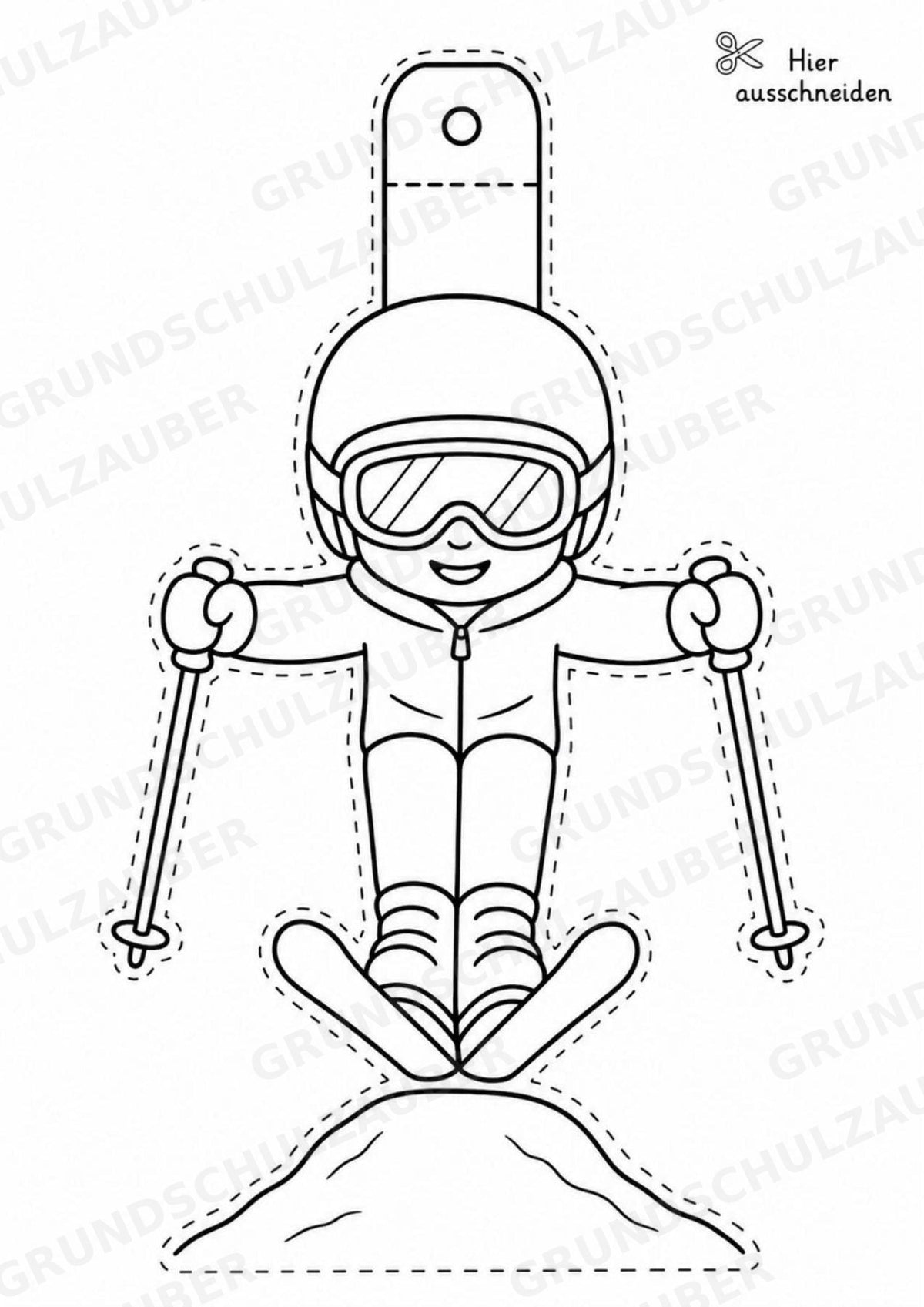 Skifahren – Fensterdeko – Basteln – Ausmalbild – Ausschneiden – 15 Vorlagen – Materialseite 9