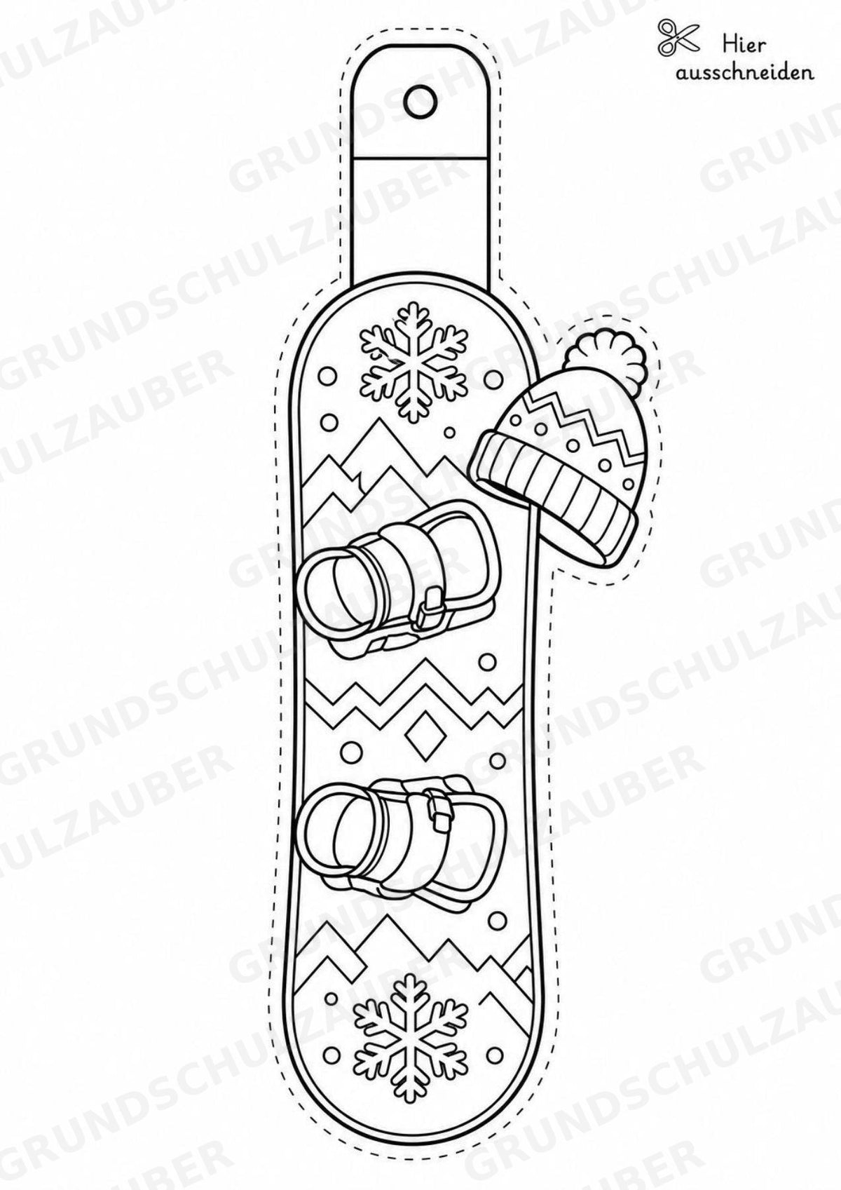 Snowboard – Fensterdeko – Basteln – Ausmalbild – Ausschneiden – 15 Vorlagen – Materialseite 3