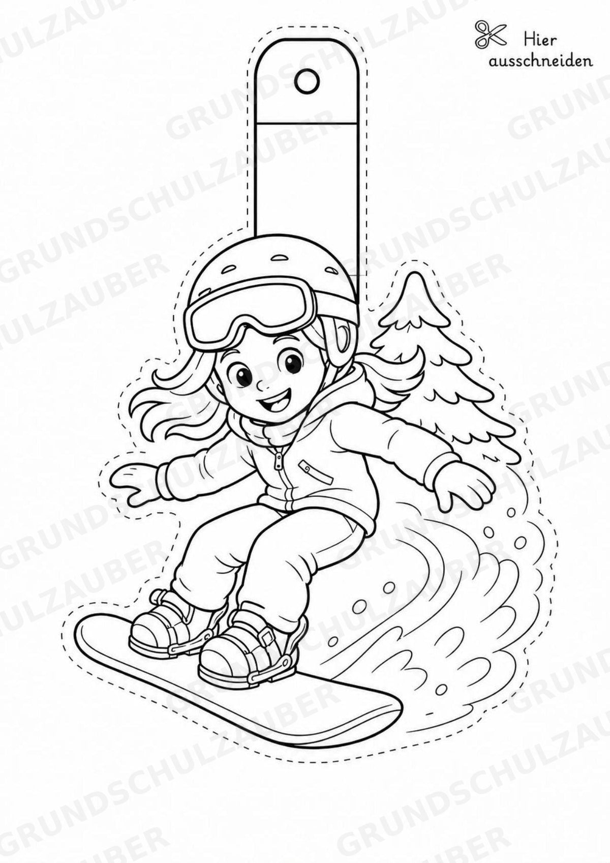 Snowboard – Fensterdeko – Basteln – Ausmalbild – Ausschneiden – 15 Vorlagen – Materialseite 4