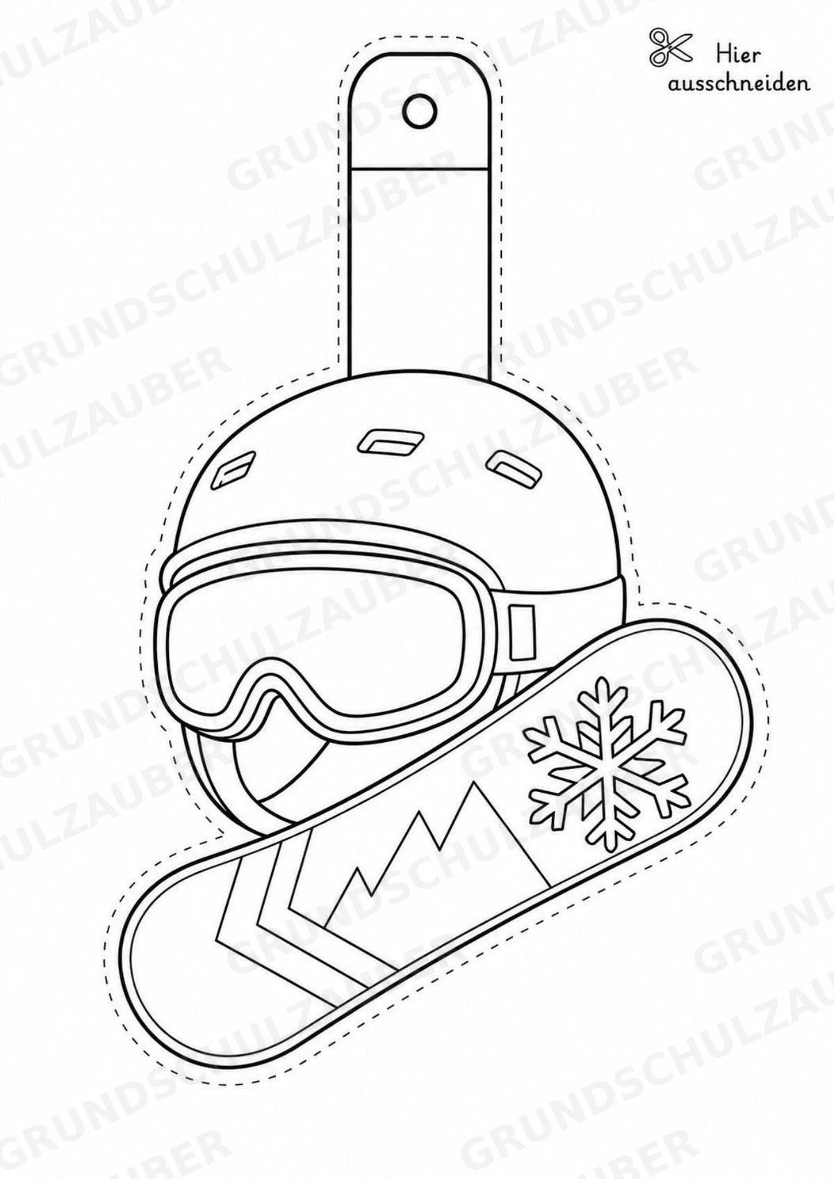 Snowboard – Fensterdeko – Basteln – Ausmalbild – Ausschneiden – 15 Vorlagen – Materialseite 6