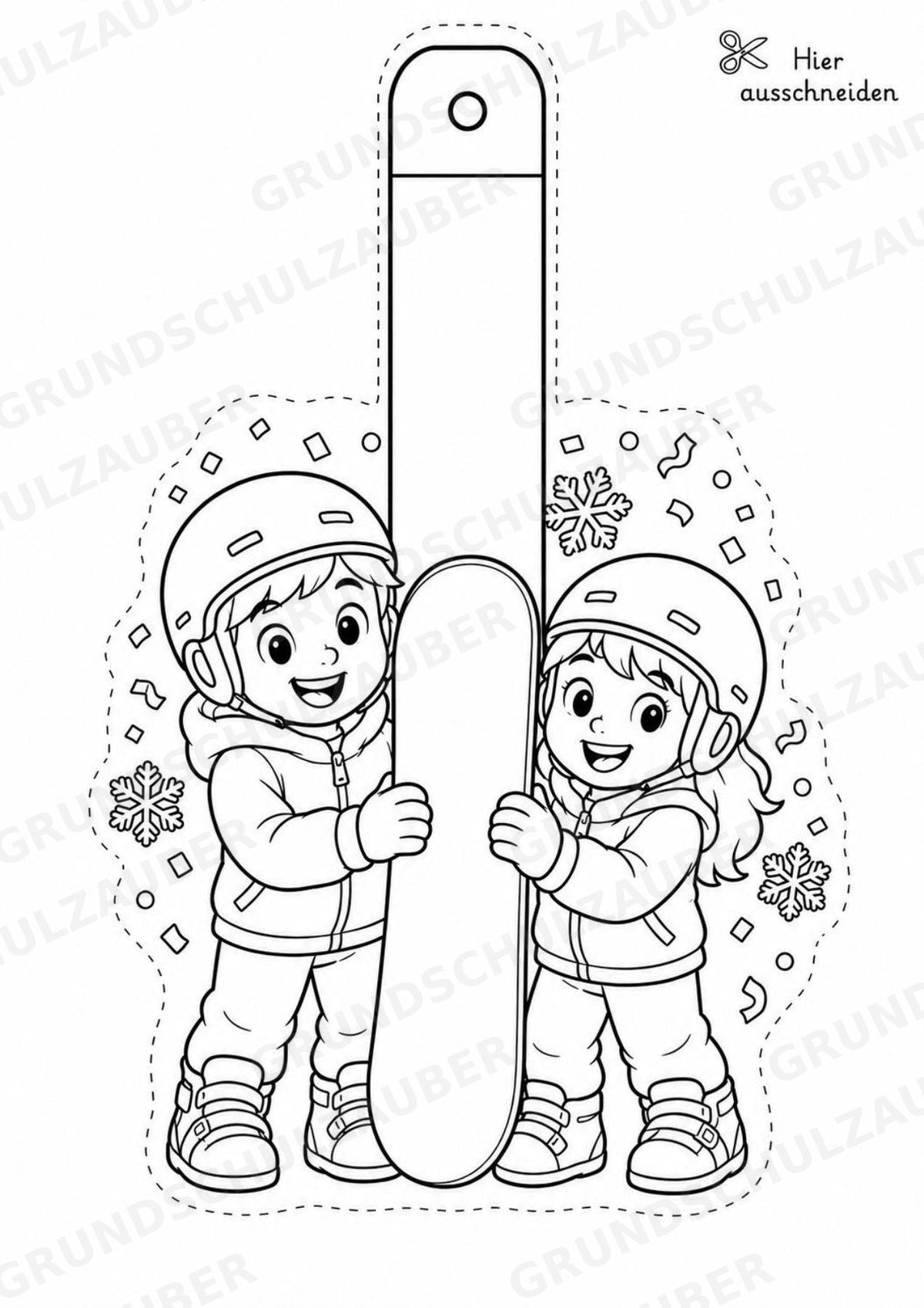 Snowboard – Fensterdeko – Basteln – Ausmalbild – Ausschneiden – 15 Vorlagen – Materialseite 16