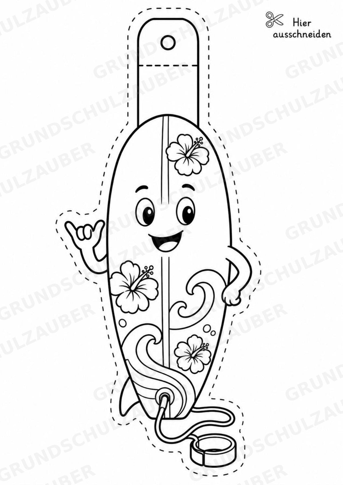 Surfen – Fensterdeko – Basteln – Ausmalbild – Ausschneiden – 15 Vorlagen – Materialseite 6