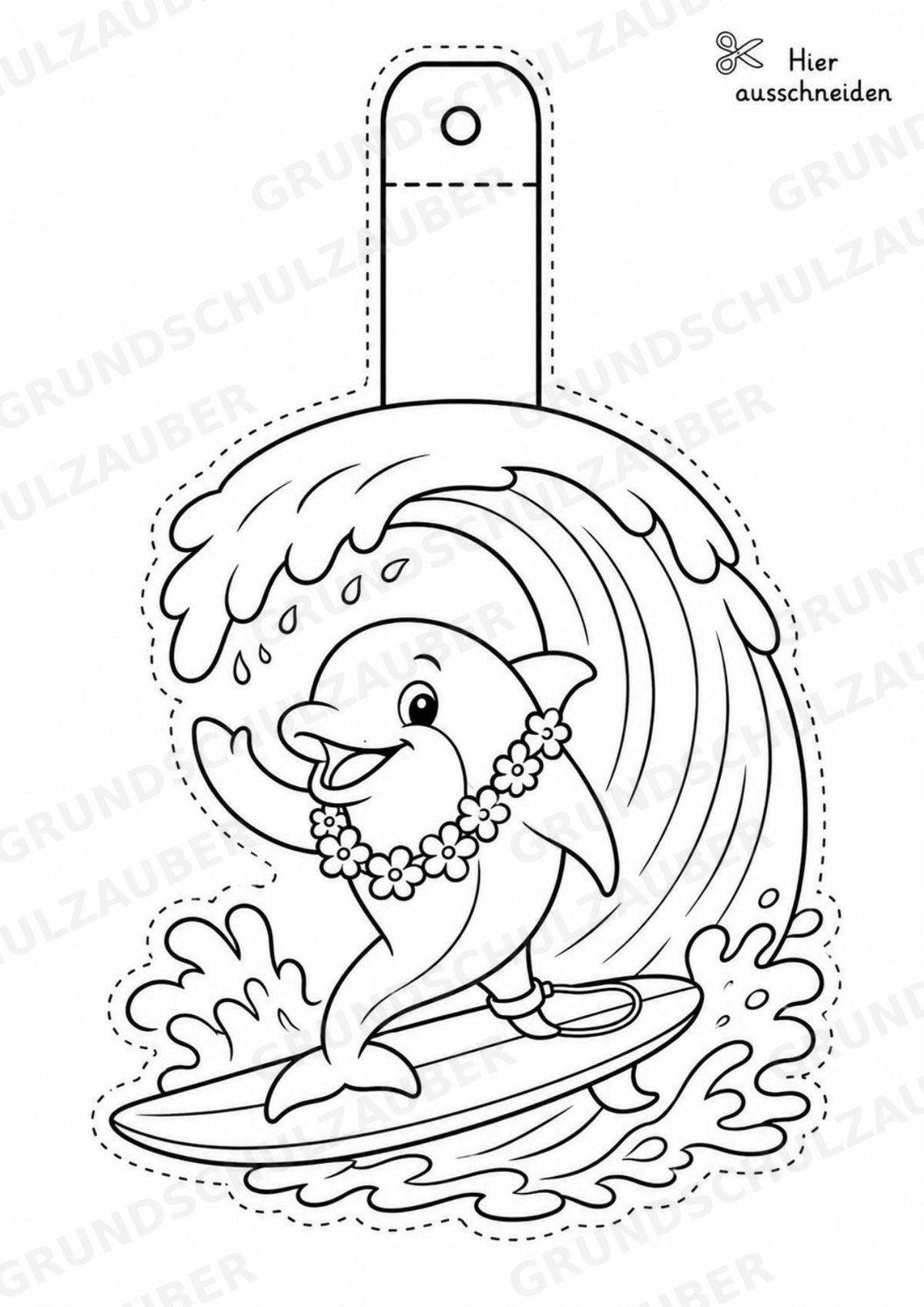 Surfen – Fensterdeko – Basteln – Ausmalbild – Ausschneiden – 15 Vorlagen – Materialseite 15