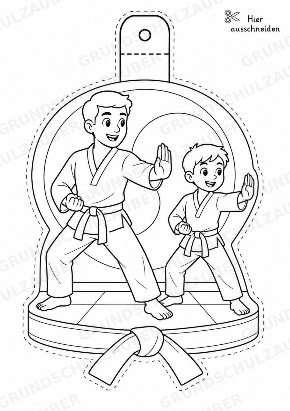 Taekwondo – Fensterdeko – Basteln – Ausmalbild – Ausschneiden – 15 Vorlagen – Materialseite 14