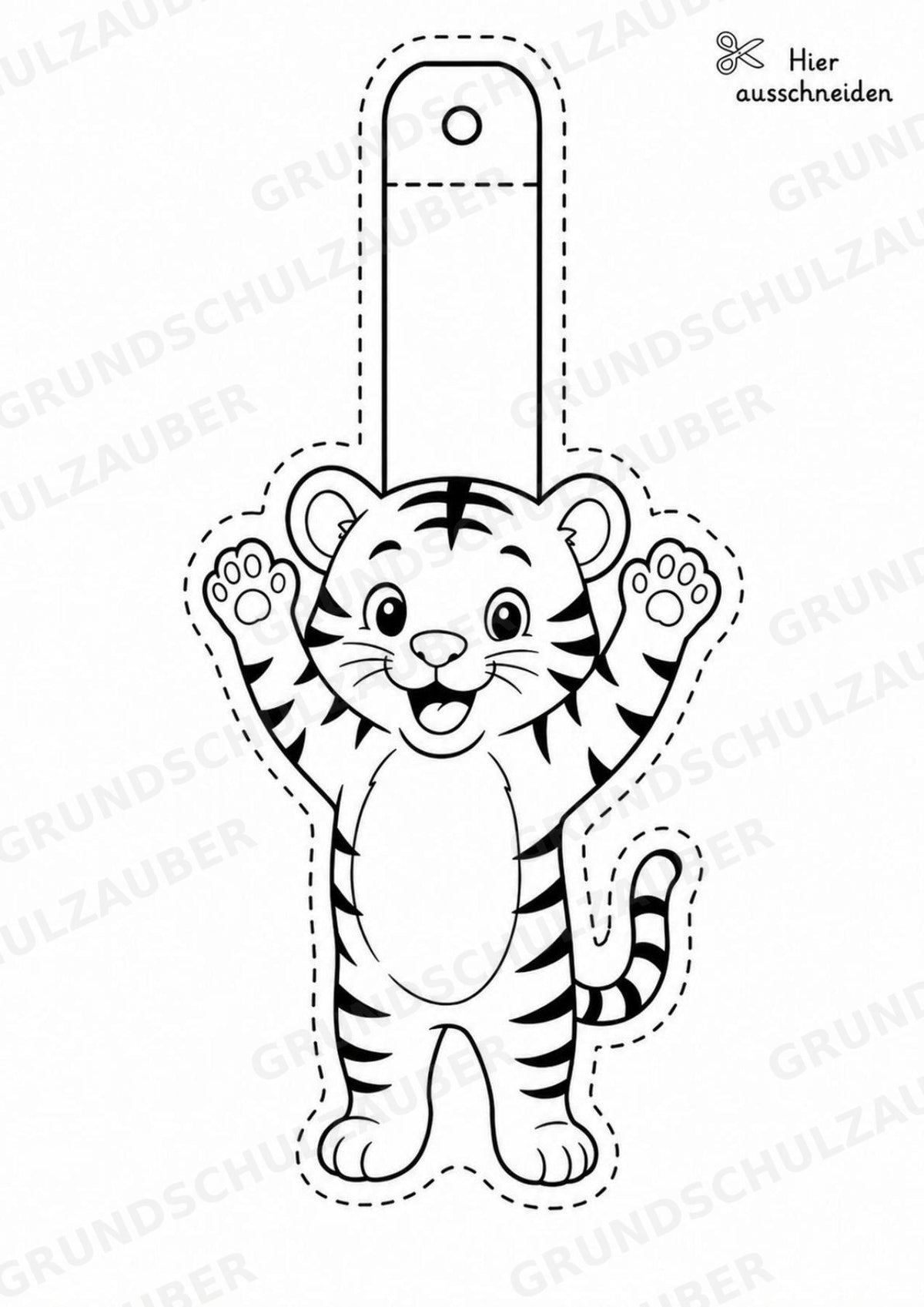 Tiger – Fensterdeko – Basteln – Ausmalbild – Ausschneiden – 15 Vorlagen – Materialseite 11