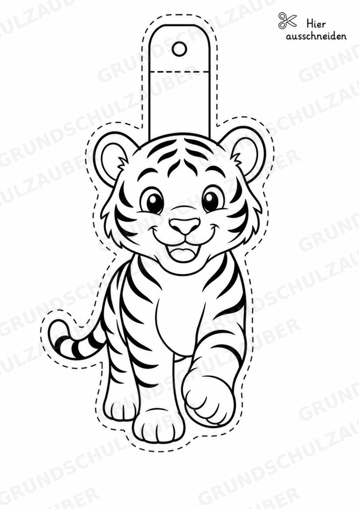 Tiger – Fensterdeko – Basteln – Ausmalbild – Ausschneiden – 15 Vorlagen – Materialseite 14