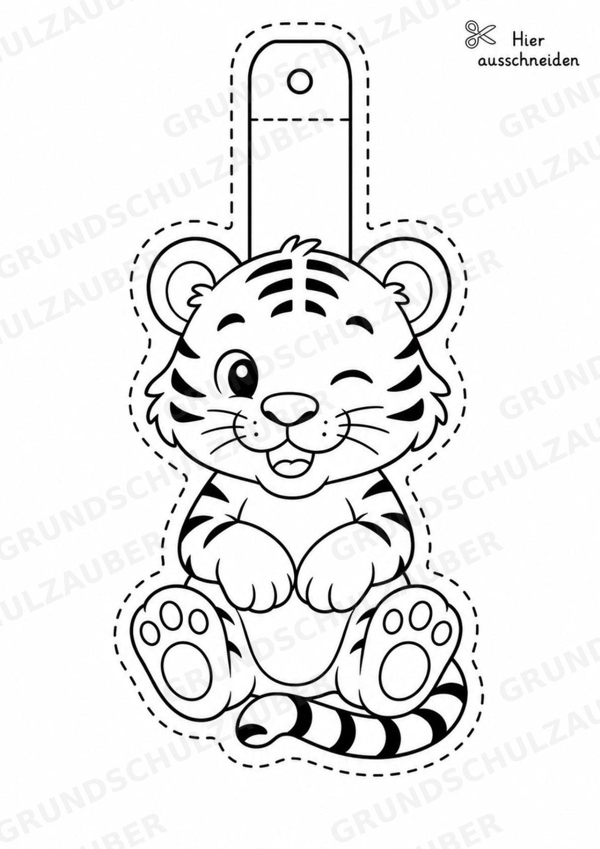 Tiger – Fensterdeko – Basteln – Ausmalbild – Ausschneiden – 15 Vorlagen – Materialseite 16
