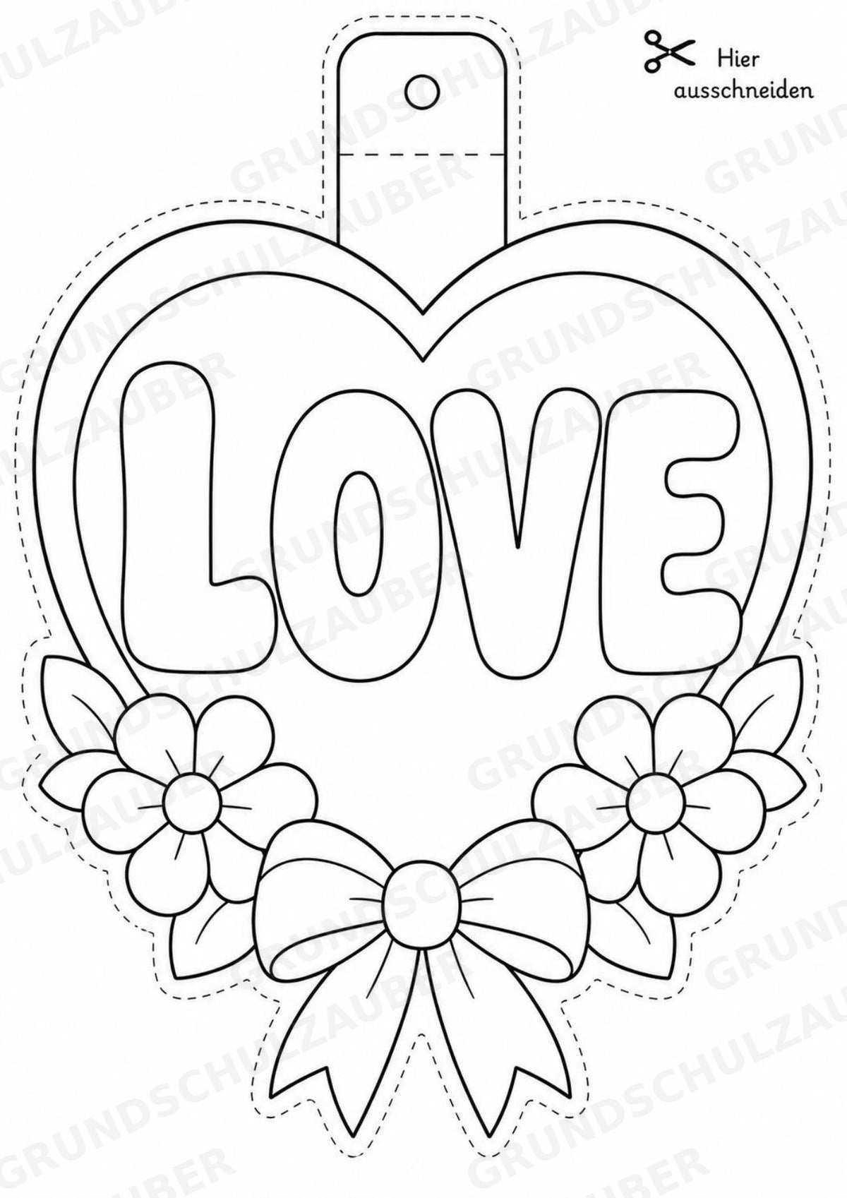 Valentinstag – Fensterdeko – Basteln – Ausmalbild – Ausschneiden – 15 Vorlagen – Materialseite 15