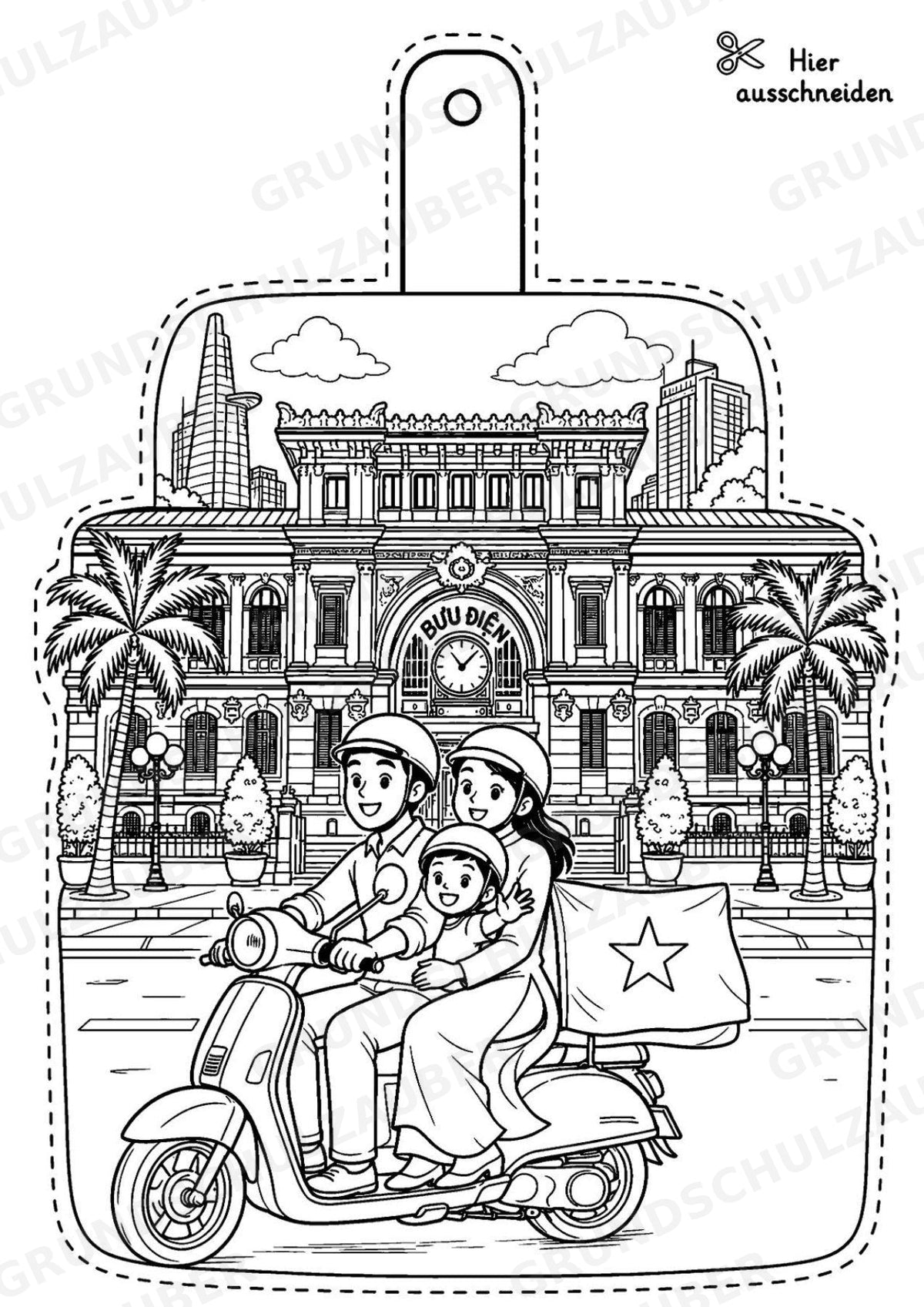 Vietnam – Fensterdeko – Basteln – Ausmalbild – Ausschneiden – 15 Vorlagen – Materialseite 15