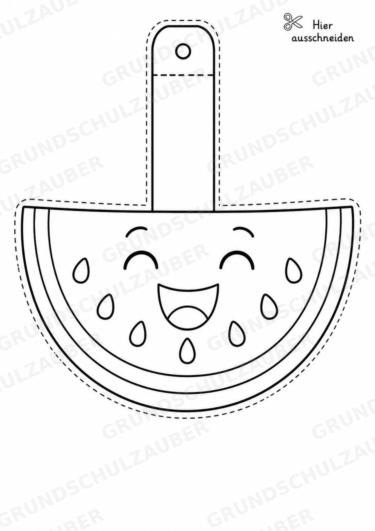 Wassermelone – Fensterdeko – Basteln – Ausmalbild – Ausschneiden – 15 Vorlagen – Materialseite 2