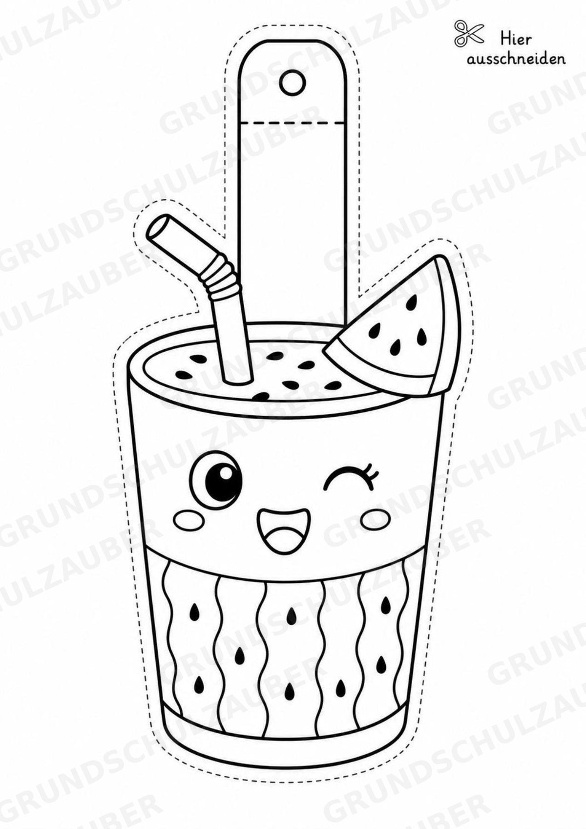Wassermelone – Fensterdeko – Basteln – Ausmalbild – Ausschneiden – 15 Vorlagen – Materialseite 9
