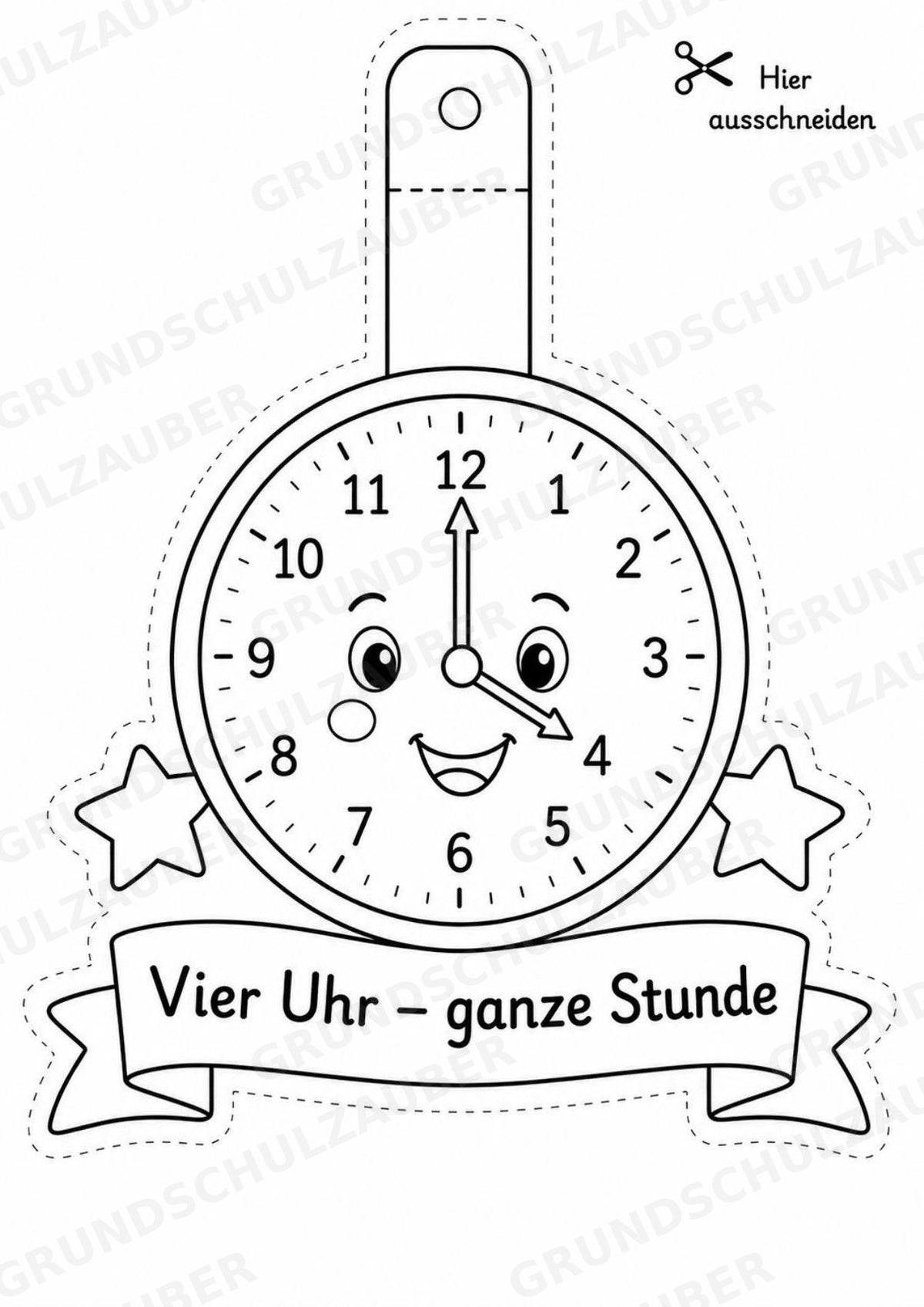 Wir lernen die Uhr – Fensterdeko – Basteln – Ausmalbild – Ausschneiden – 15 Vorlagen – Materialseite 3