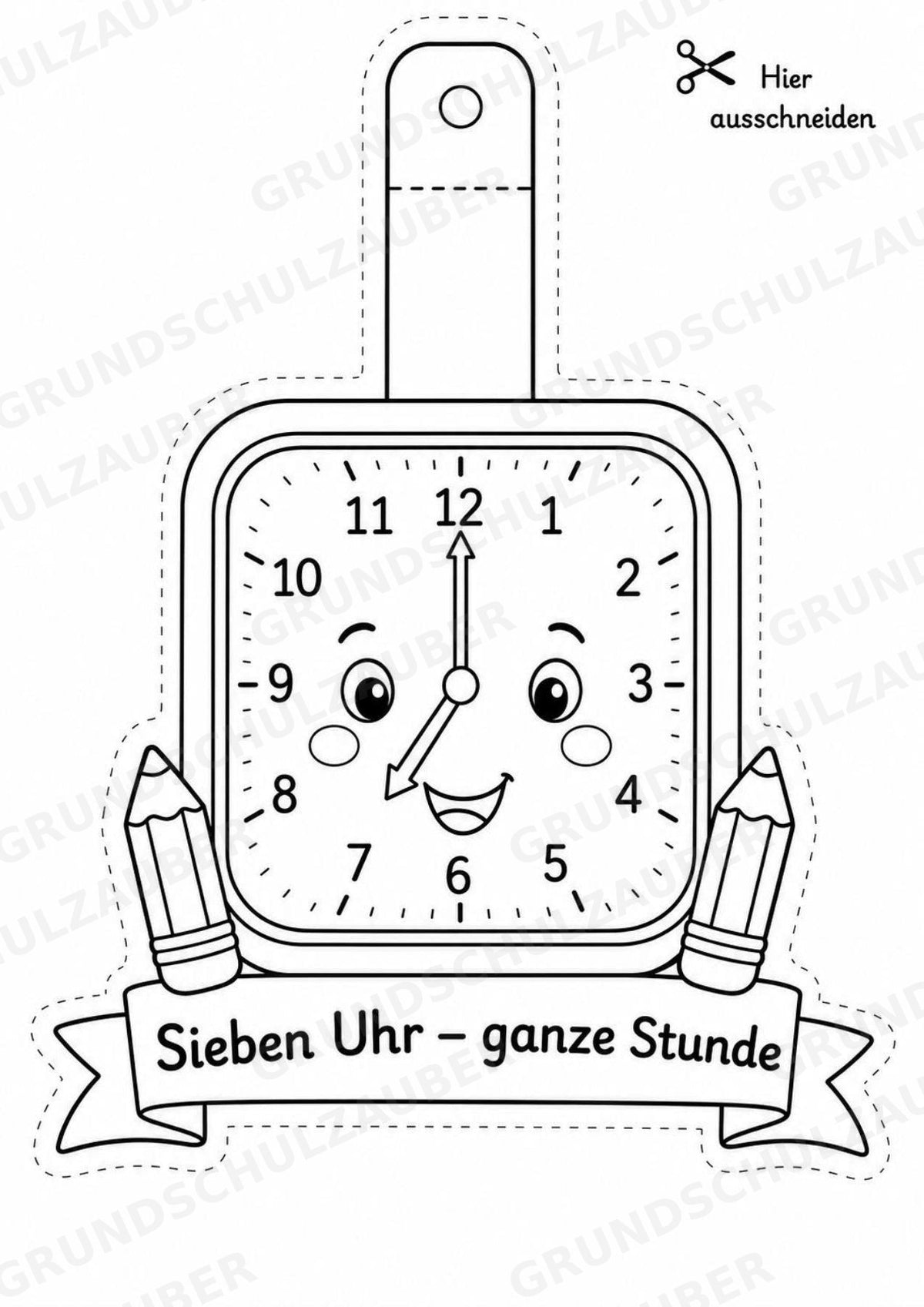 Wir lernen die Uhr – Fensterdeko – Basteln – Ausmalbild – Ausschneiden – 15 Vorlagen – Materialseite 4
