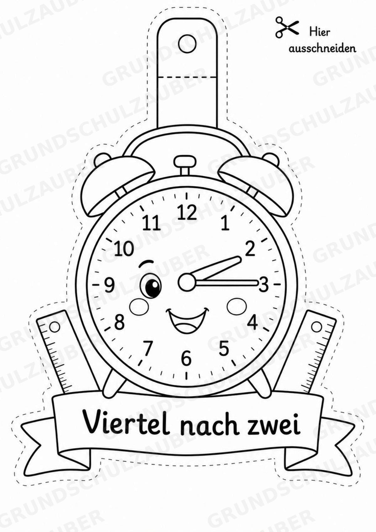 Wir lernen die Uhr – Fensterdeko – Basteln – Ausmalbild – Ausschneiden – 15 Vorlagen – Materialseite 6
