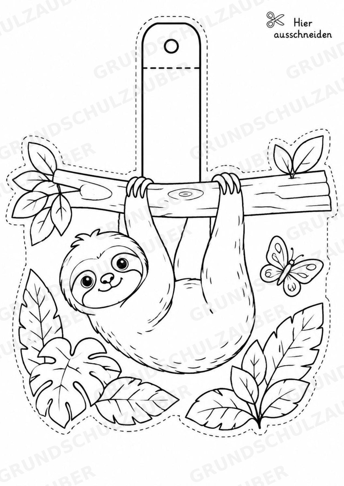 Faultier – Fensterdeko – Basteln – Ausmalbild – Ausschneiden – 15 Vorlagen – Materialseite 2