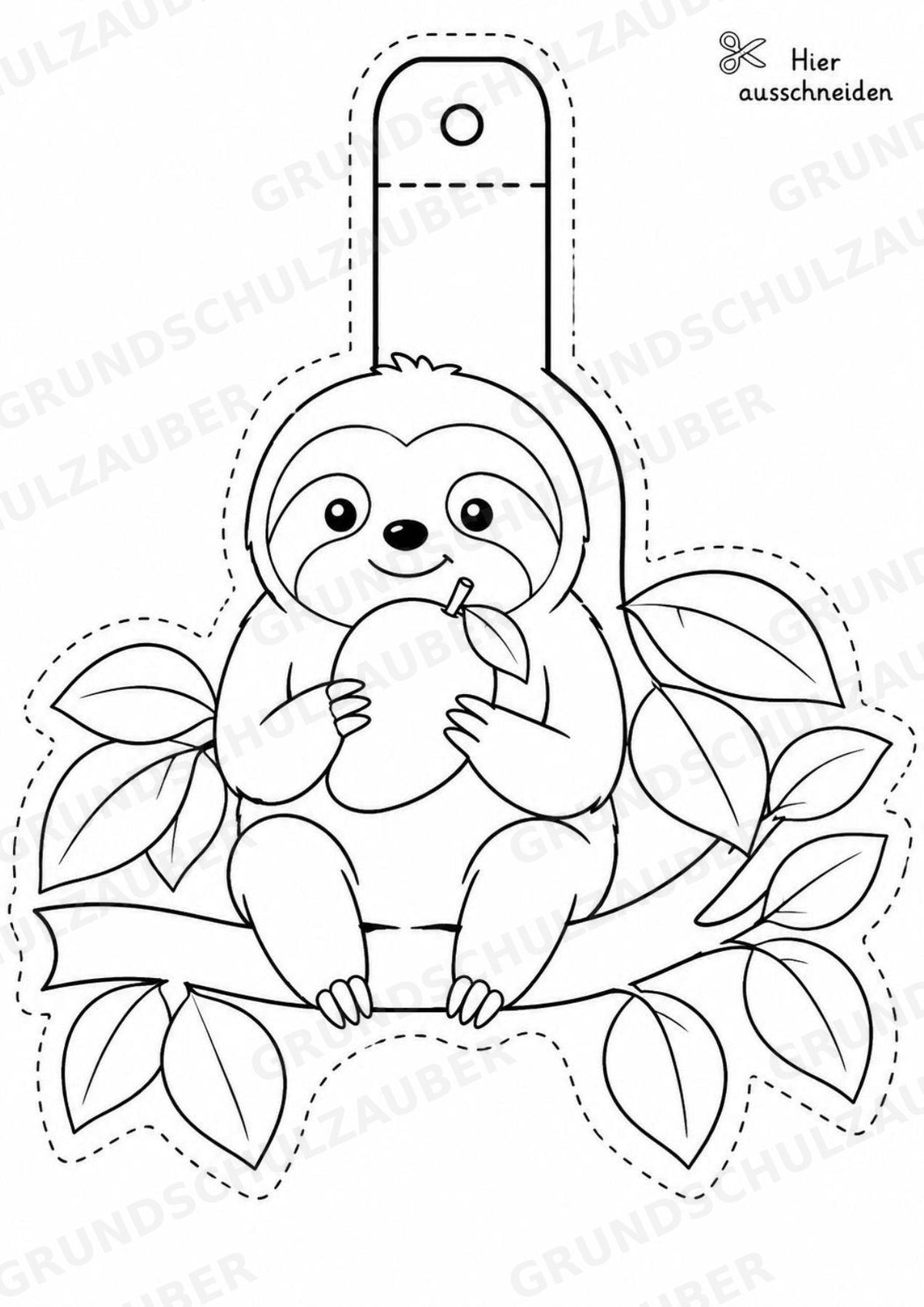 Faultier – Fensterdeko – Basteln – Ausmalbild – Ausschneiden – 15 Vorlagen – Materialseite 10