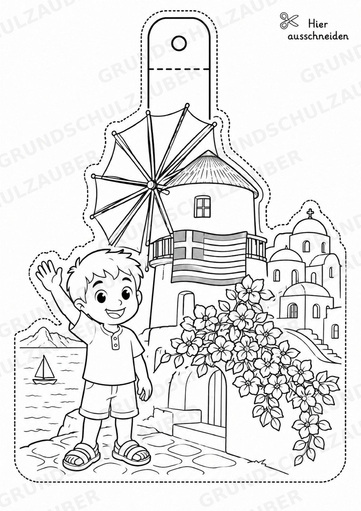 Griechenland – Fensterdeko – Basteln – Ausmalbild – Ausschneiden – 15 Vorlagen – Materialseite 3