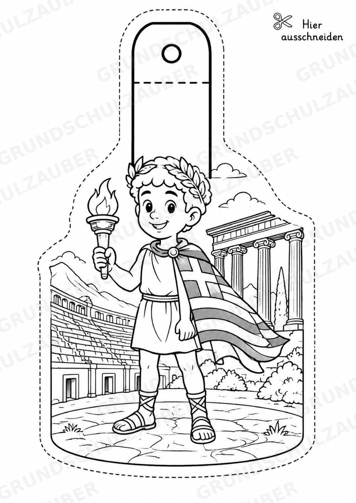 Griechenland – Fensterdeko – Basteln – Ausmalbild – Ausschneiden – 15 Vorlagen – Materialseite 14