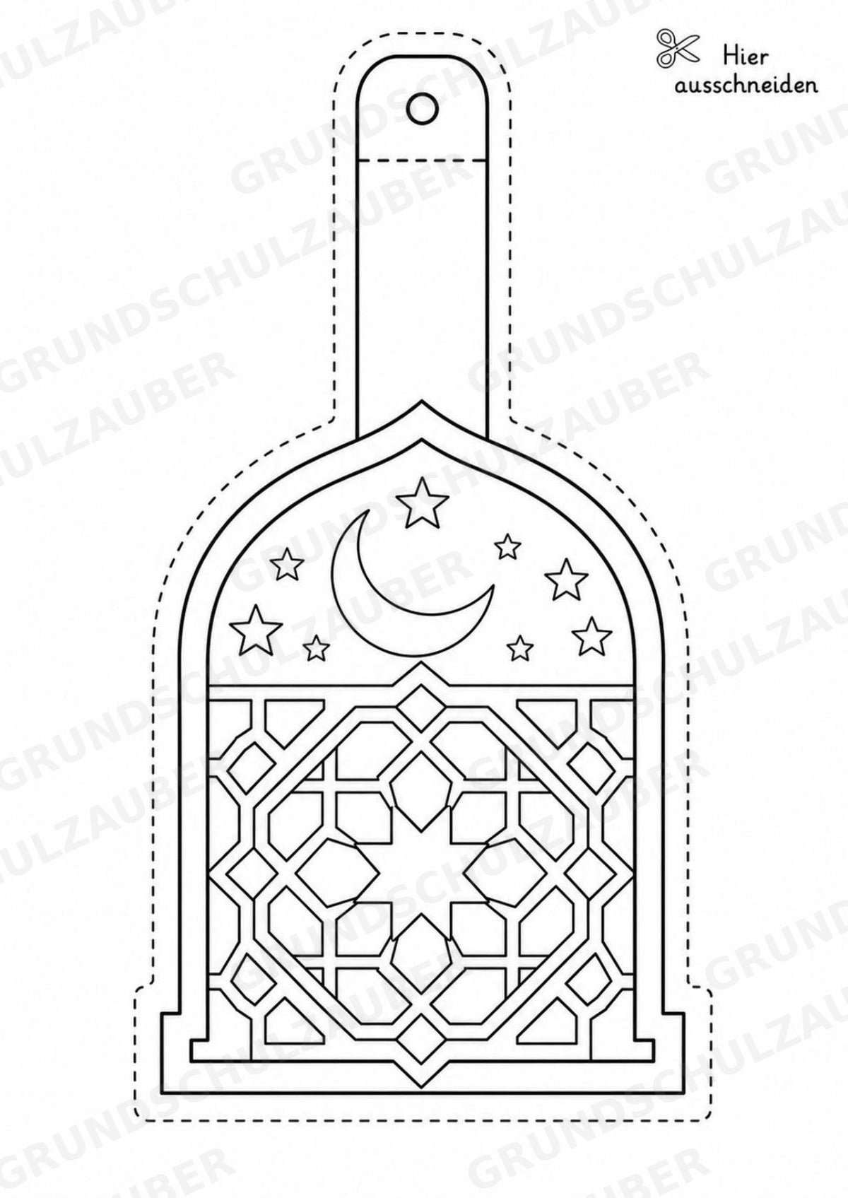 Islam – Fensterdeko – Basteln – Ausmalbild – Ausschneiden – 15 Vorlagen – Materialseite 16