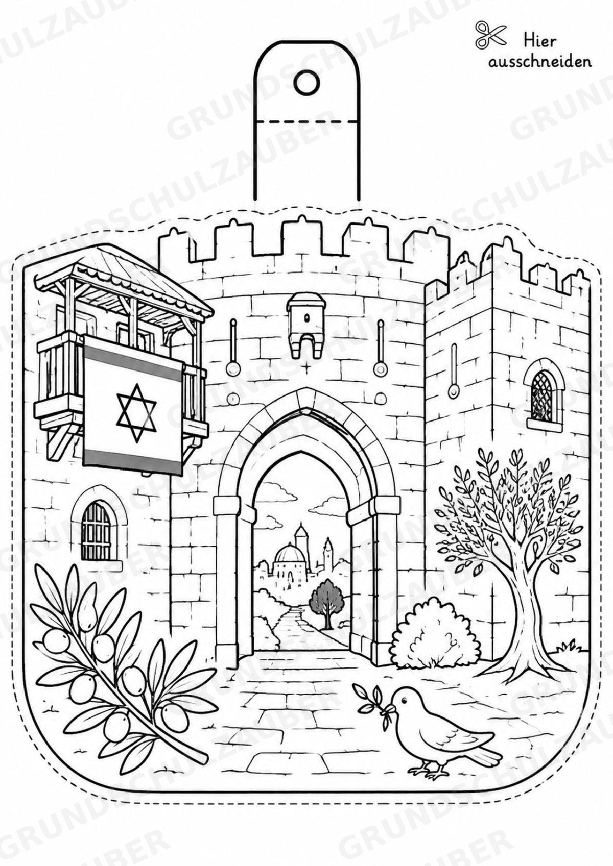 Israel – Fensterdeko – Basteln – Ausmalbild – Ausschneiden – 15 Vorlagen – Materialseite 5