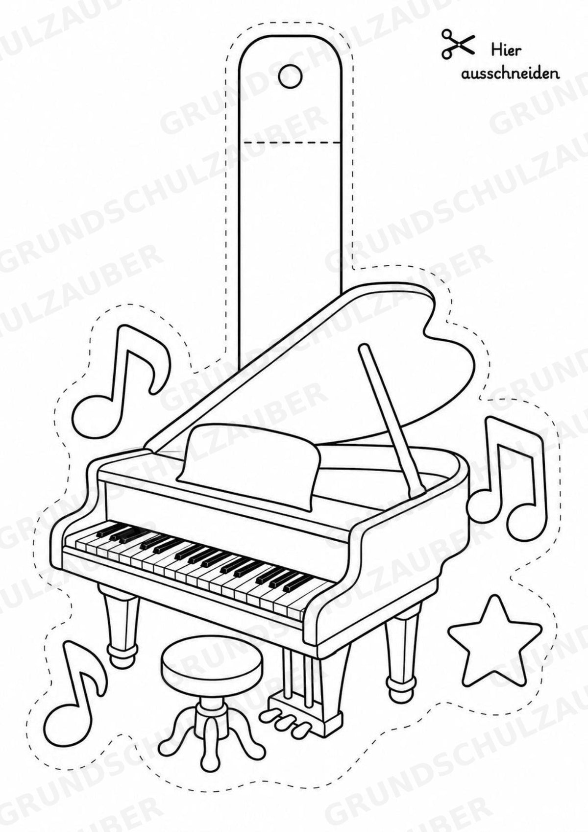 Jazz – Fensterdeko – Basteln – Ausmalbild – Ausschneiden – 15 Vorlagen – Materialseite 6