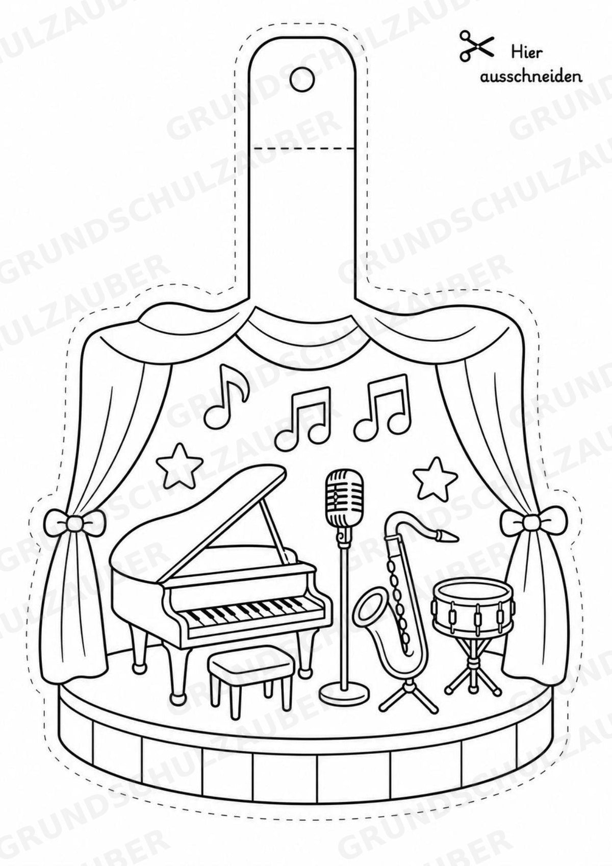Jazz – Fensterdeko – Basteln – Ausmalbild – Ausschneiden – 15 Vorlagen – Materialseite 15