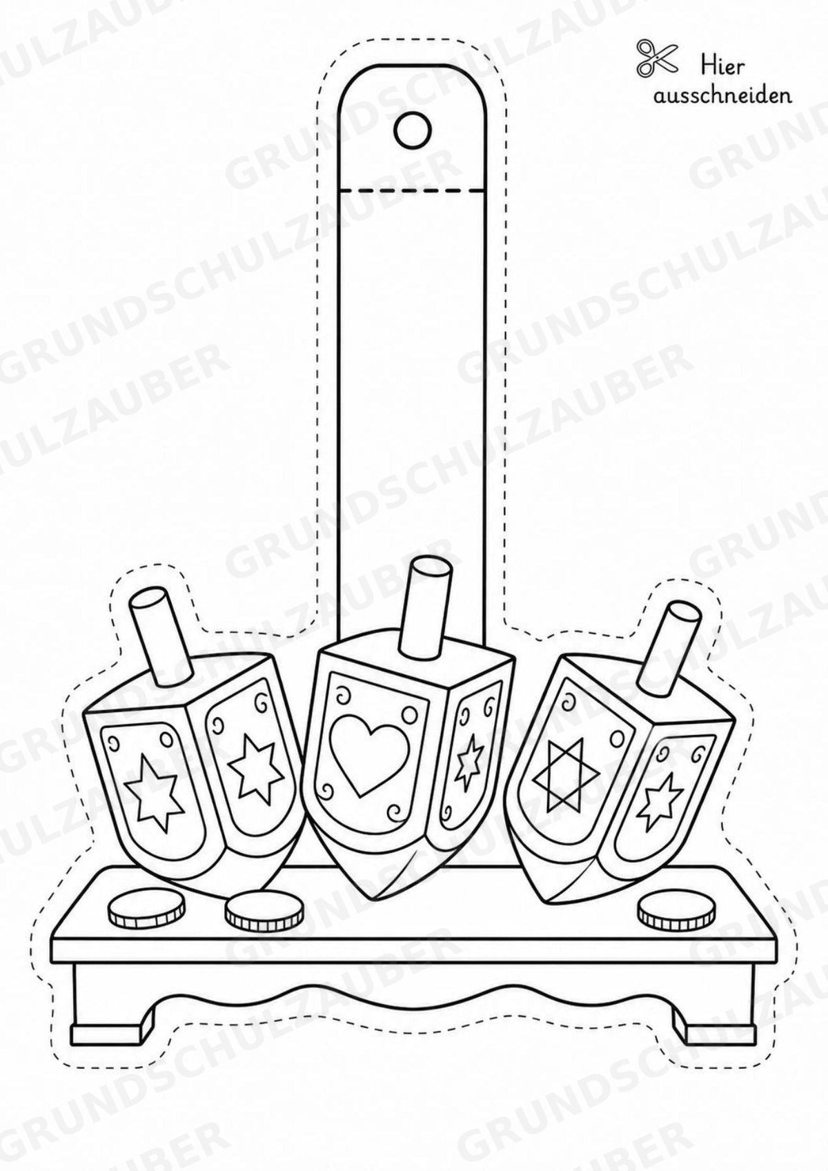 Judentum – Fensterdeko – Basteln – Ausmalbild – Ausschneiden – 15 Vorlagen – Materialseite 13