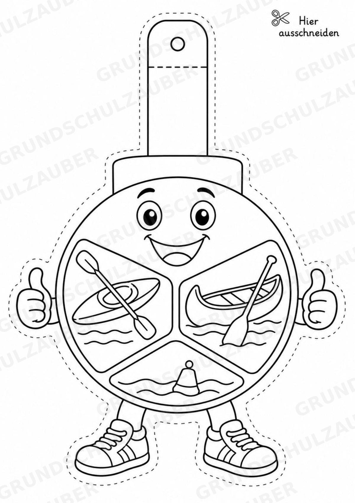 Kajak und Kanufahren – Fensterdeko – Basteln – Ausmalbild – Ausschneiden – 15 Vorlagen – Materialseite 2